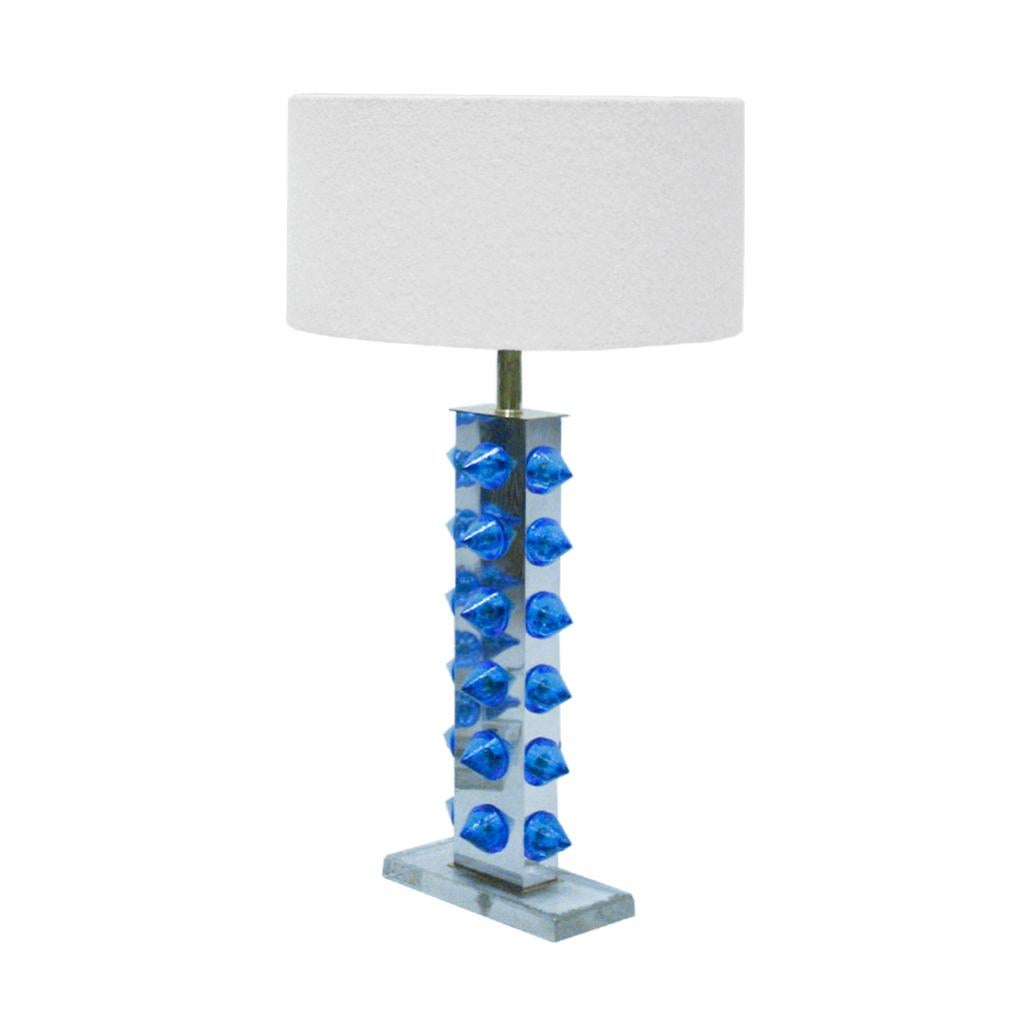 italien Paire de lampes de bureau L.A. Studio avec verre de Murano coloré en vente
