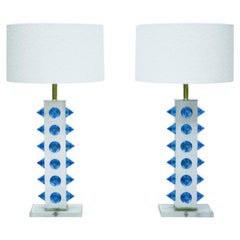 L.A. Studio Pair of Table Lamps with Colored Murano Glass