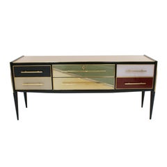 L.A. Studio Sideboard with Six Drawers Made in Colored Glass. Italy