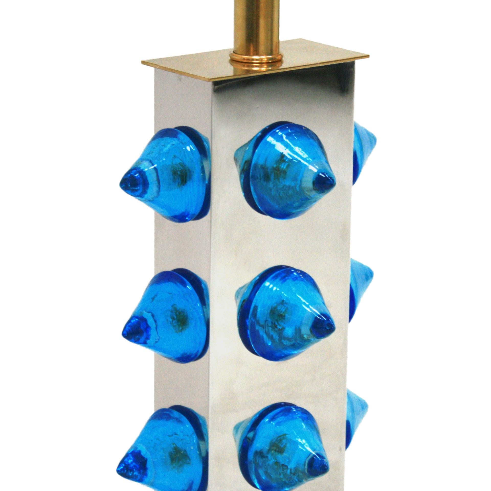 Brass L.A. Studio Table Lamps with Colored Murano Glass For Sale