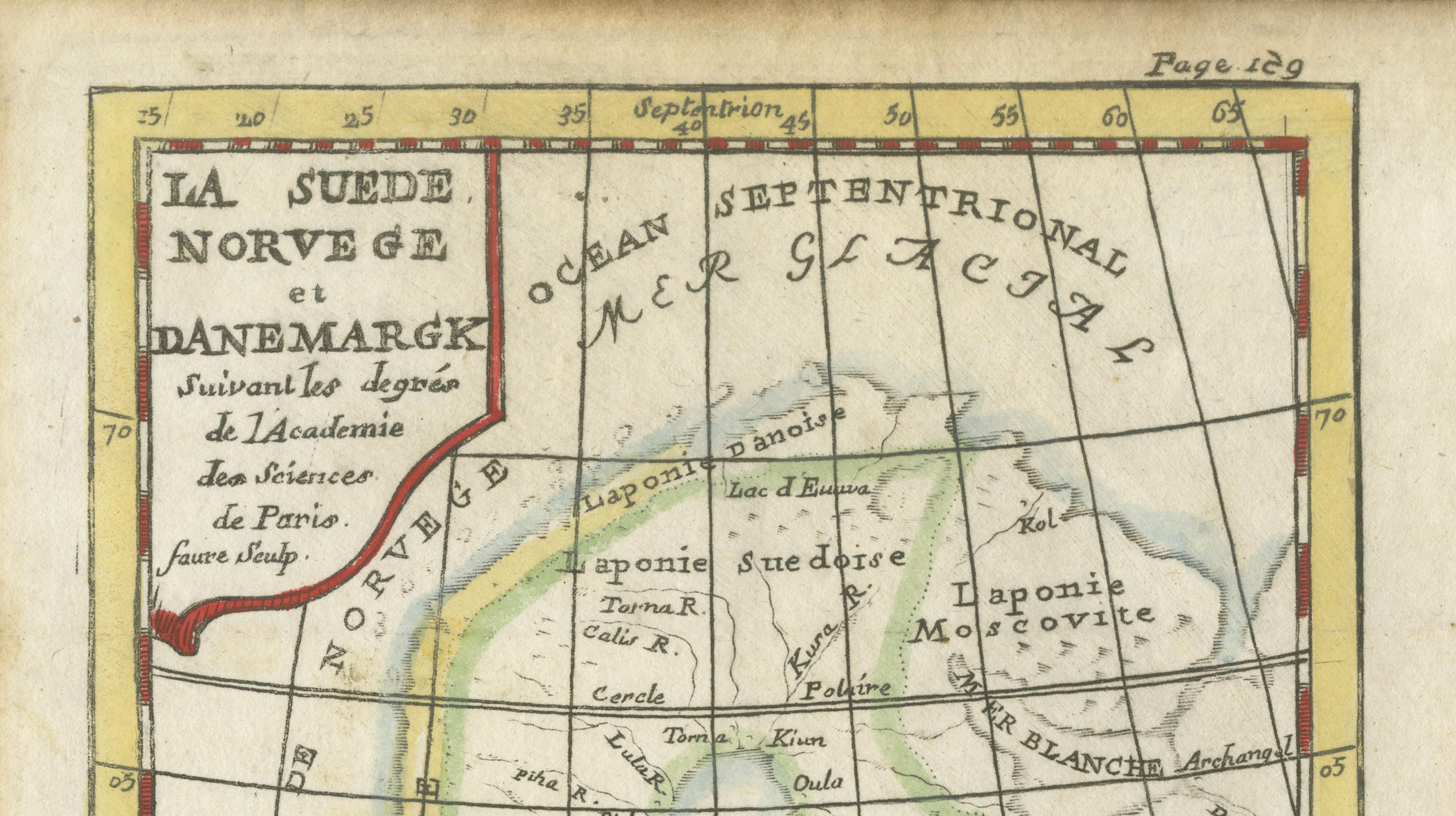 La Suede, Norvege et Danemarck – Decorative Antique Scandinavian Map, ca.1750