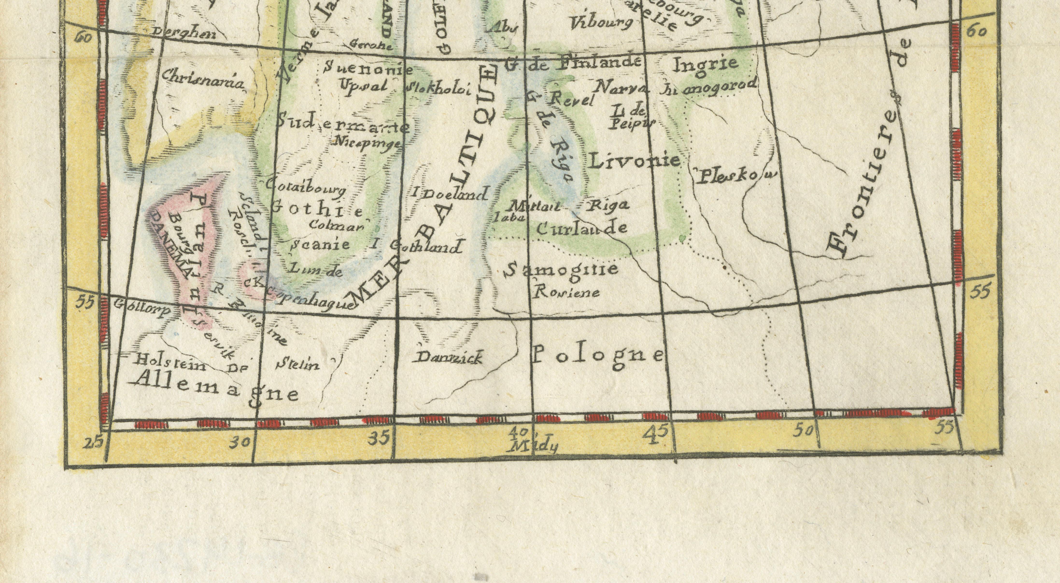 La Suede, Norvege et Danemarck – Decorative Antique Scandinavian Map, ca.1750