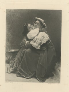 La Tenerezza, Italian Woman Embracing a Girl after Léon Bonnat, circa 1880