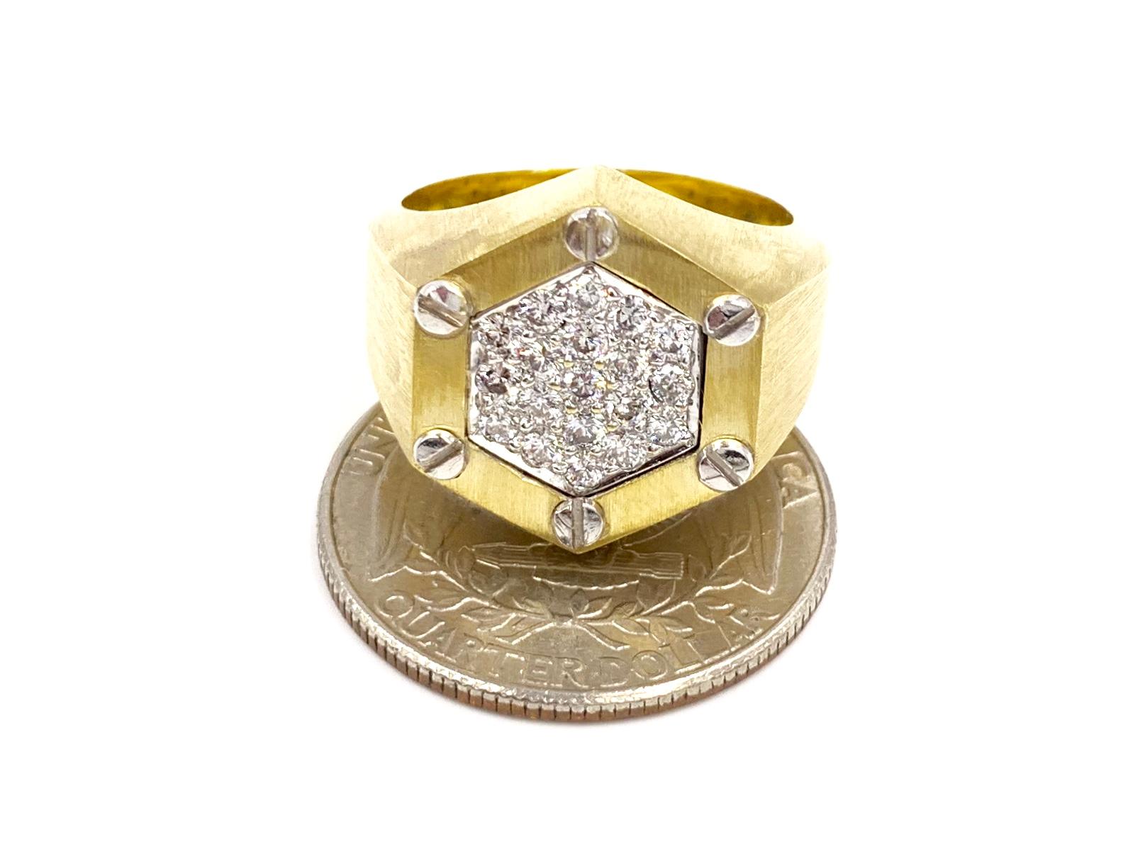 La Triomphe 18 Karat Two-Tone Diamond Ring For Sale 5