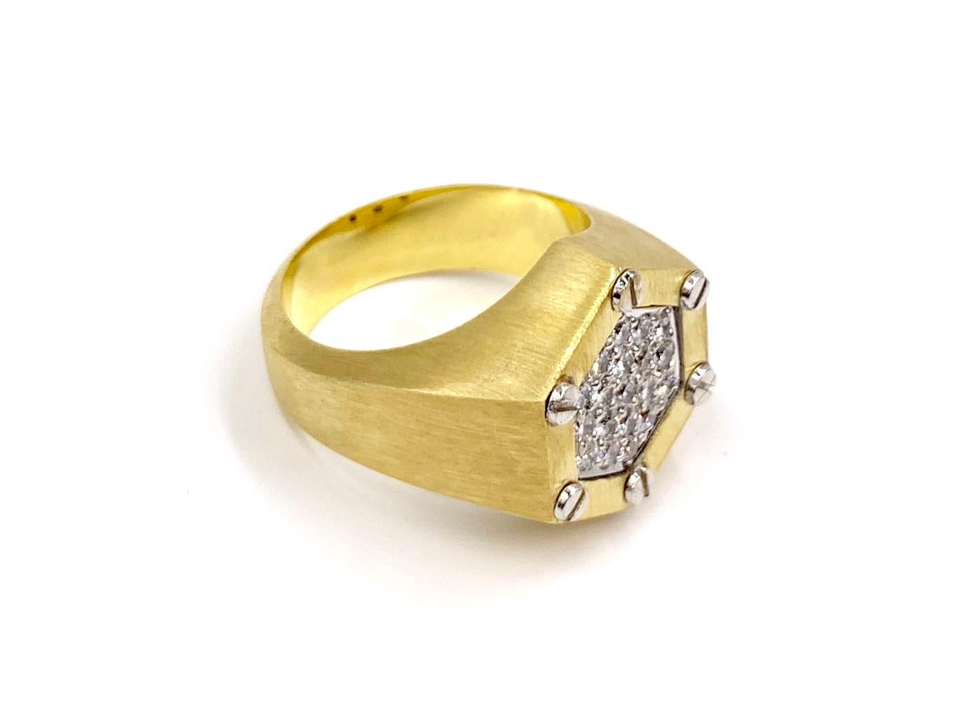 La Triomphe 18 Karat Two-Tone Diamond Ring For Sale 2