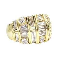 Vintage La Triomphe 18 Karat Wide Diamond Ring 4.18 Carat TW