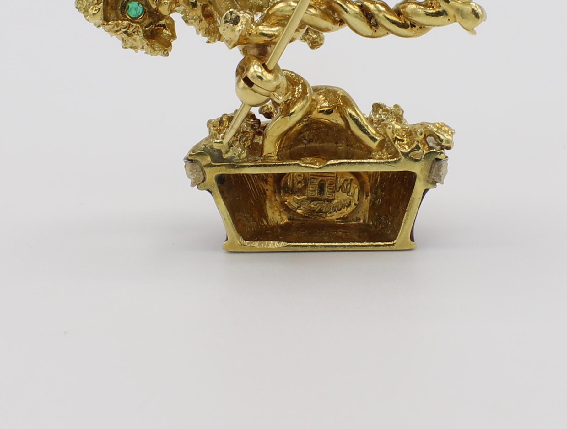 La Triomphe 18 Karat Gold, Diamond, Gemstone and Enamel Bonsai Tree Brooch Pin In Good Condition In  Baltimore, MD