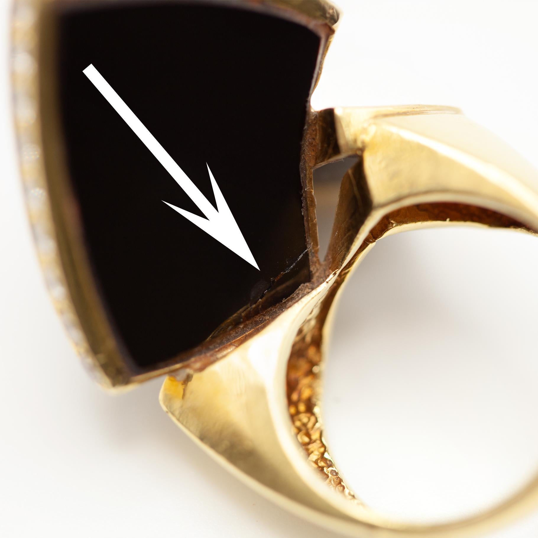 Anello scultura La Triomphe in oro giallo 18 carati con diamante e onice, anni '70 circa. in vendita 6