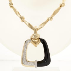 La Triomphe 18Karat Yellow Gold Diamond and Onyx Pendant on La Triomphe Necklace