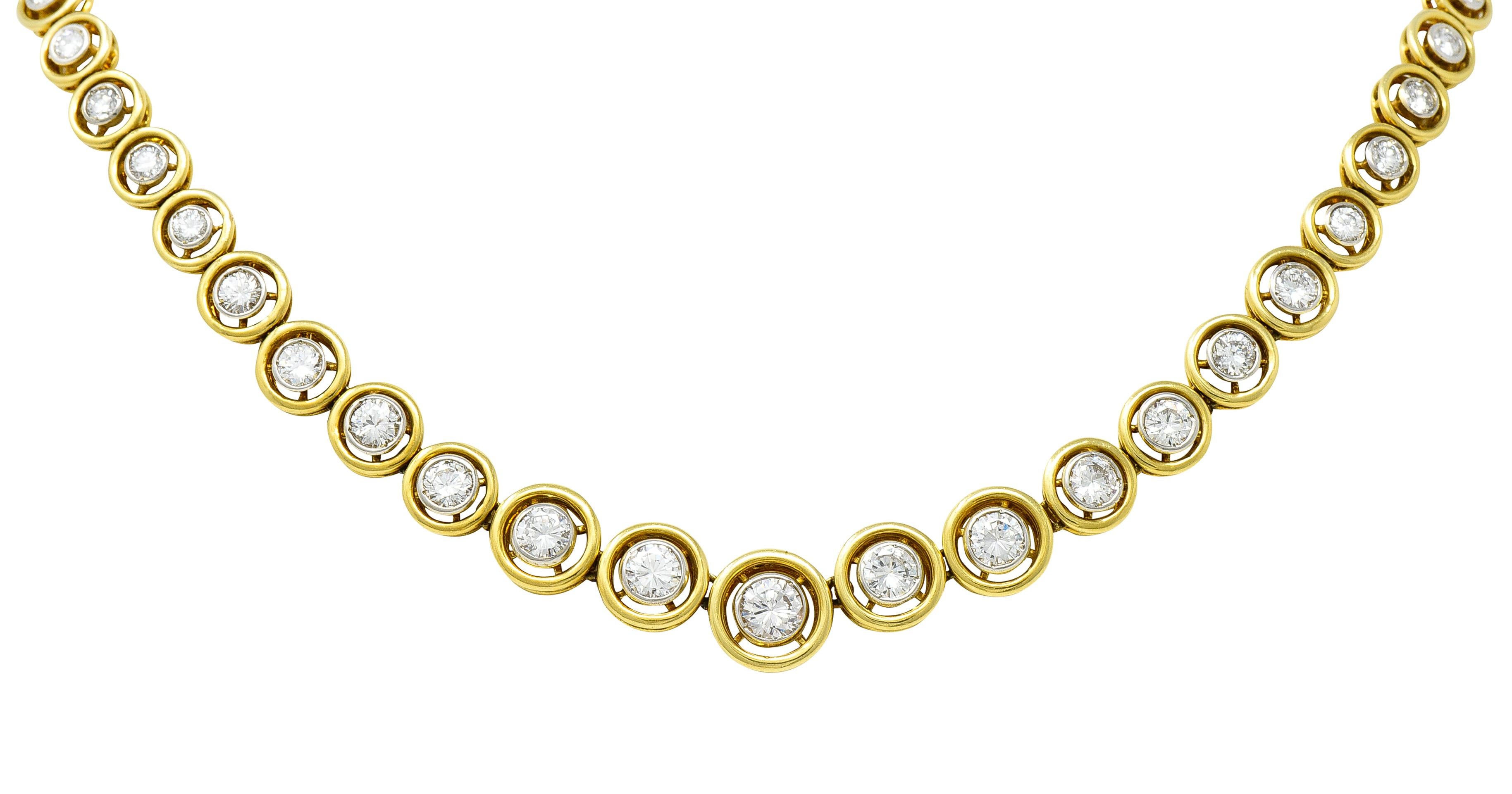 La Triomphe 8.75 CTW Diamond 18 Karat Two-Tone Gold Circle Collar Necklace 3
