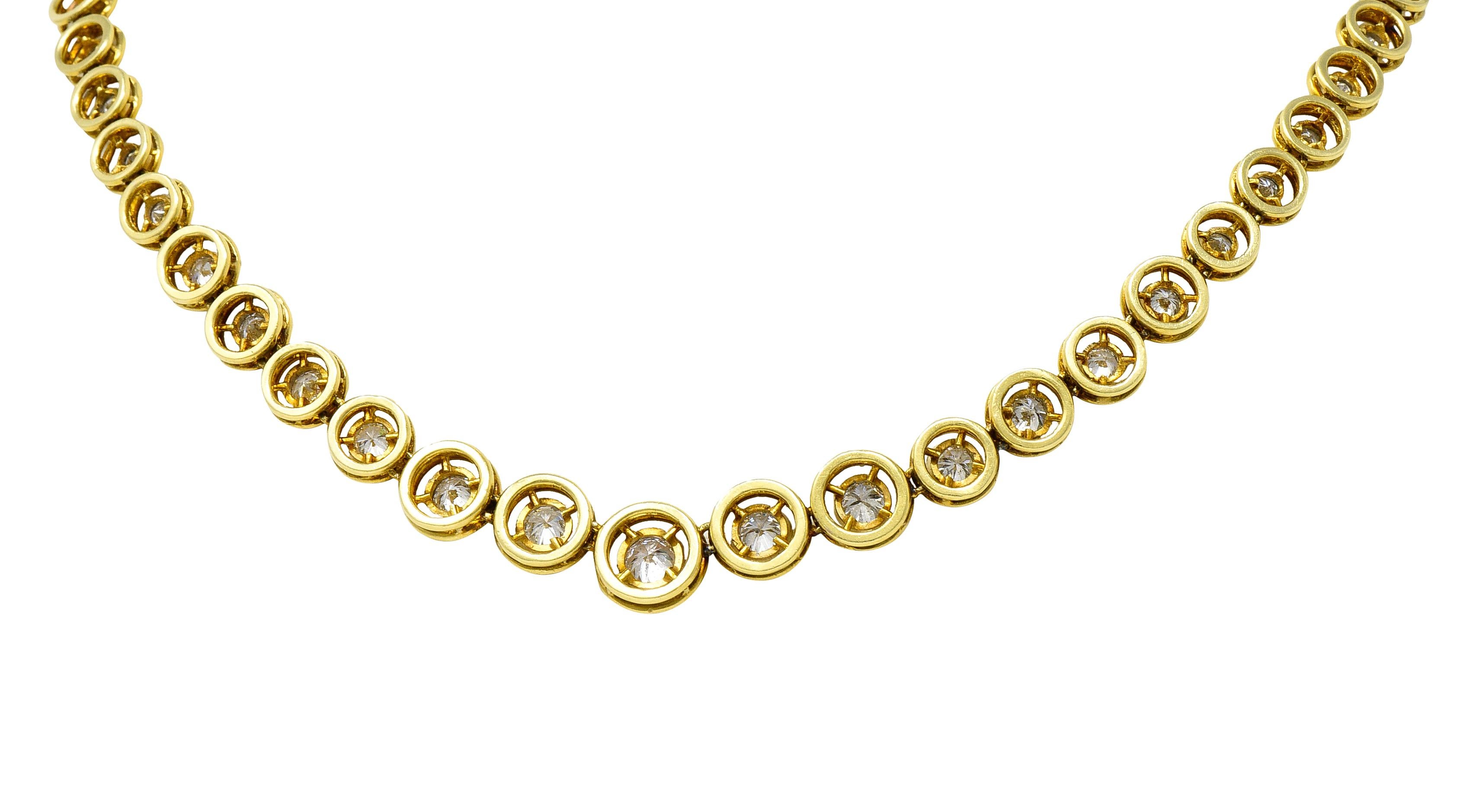 Contemporary La Triomphe 8.75 CTW Diamond 18 Karat Two-Tone Gold Circle Collar Necklace