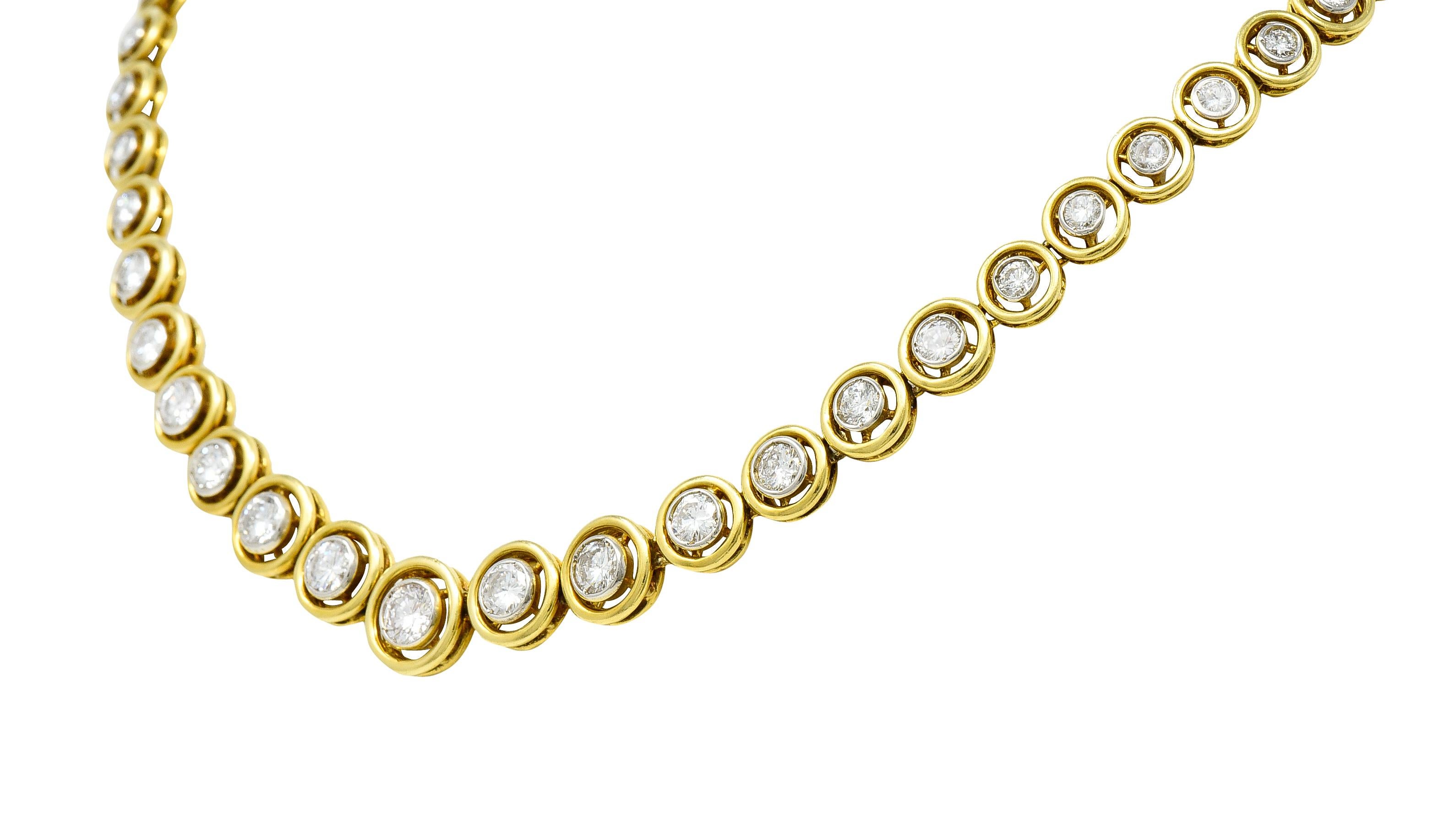 Brilliant Cut La Triomphe 8.75 CTW Diamond 18 Karat Two-Tone Gold Circle Collar Necklace