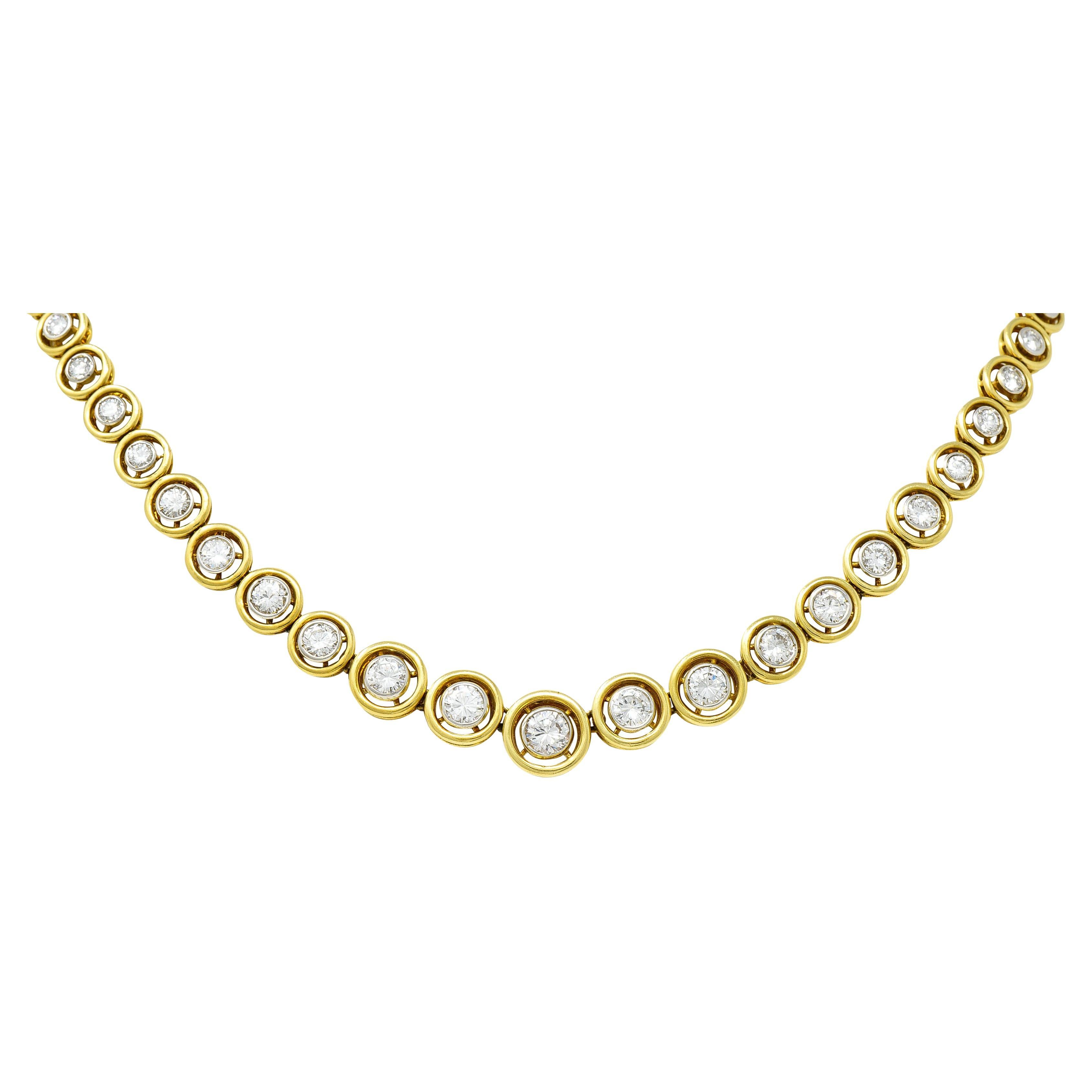 La Triomphe 8.75 CTW Diamond 18 Karat Two-Tone Gold Circle Collar Necklace