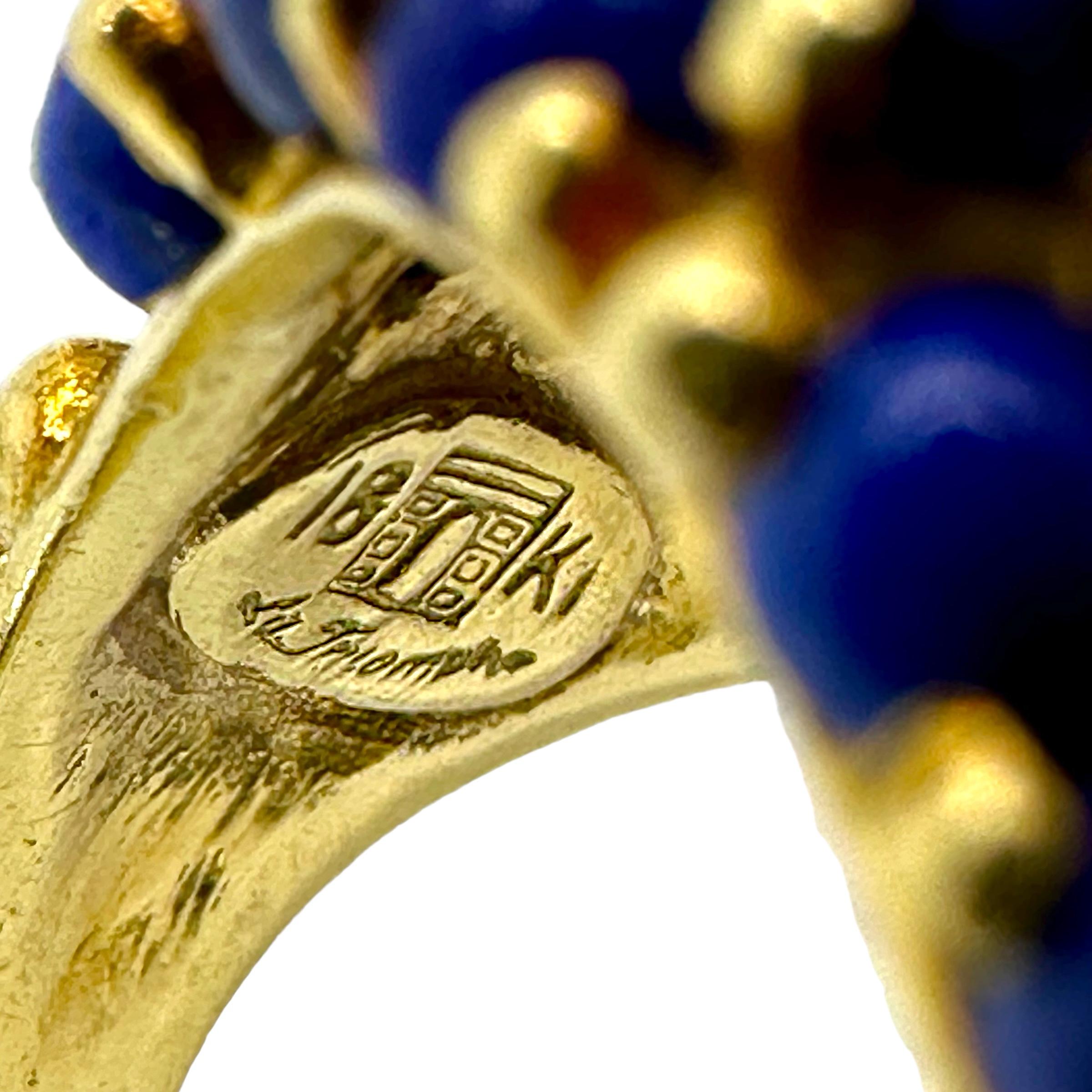 La Triomphe Big and Bold Diamond, Turquoise, Lapis and Yellow Gold Cocktail Ring 1