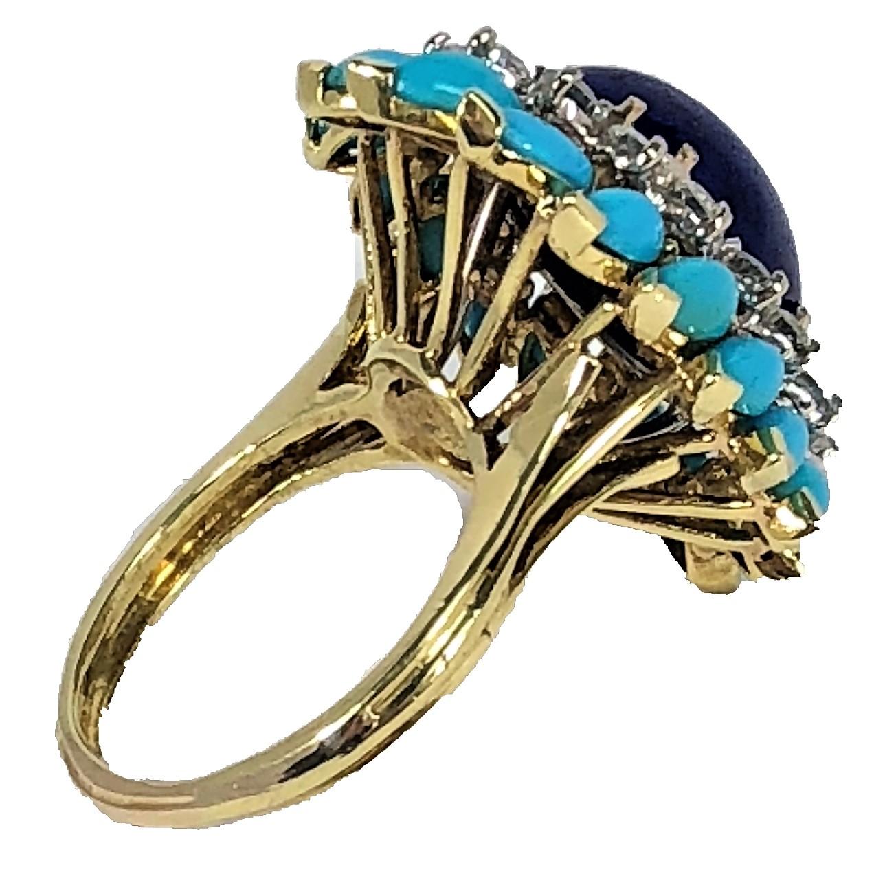 Women's La Triomphe Large Scale Turquoise, Lapis Lazuli and Diamond Ring