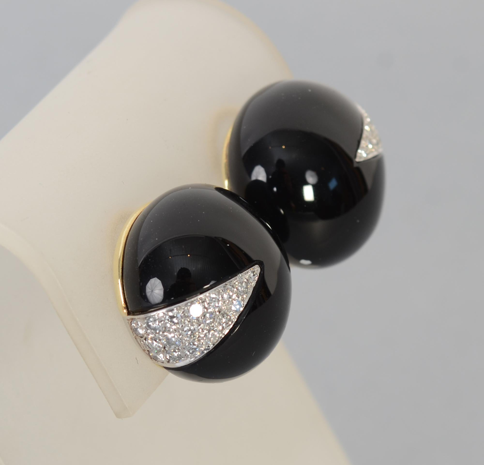 Modern La Triomphe Onyx and Diamond Earrings For Sale