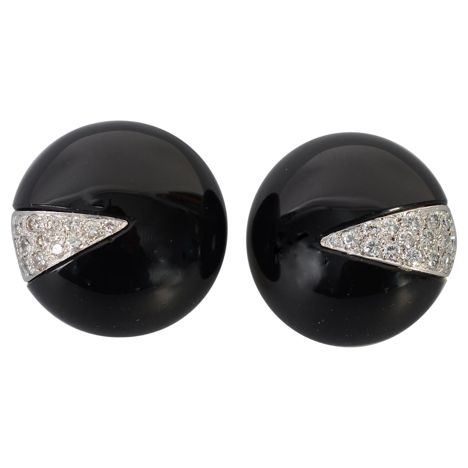 La Triomphe Onyx and Diamond Earrings