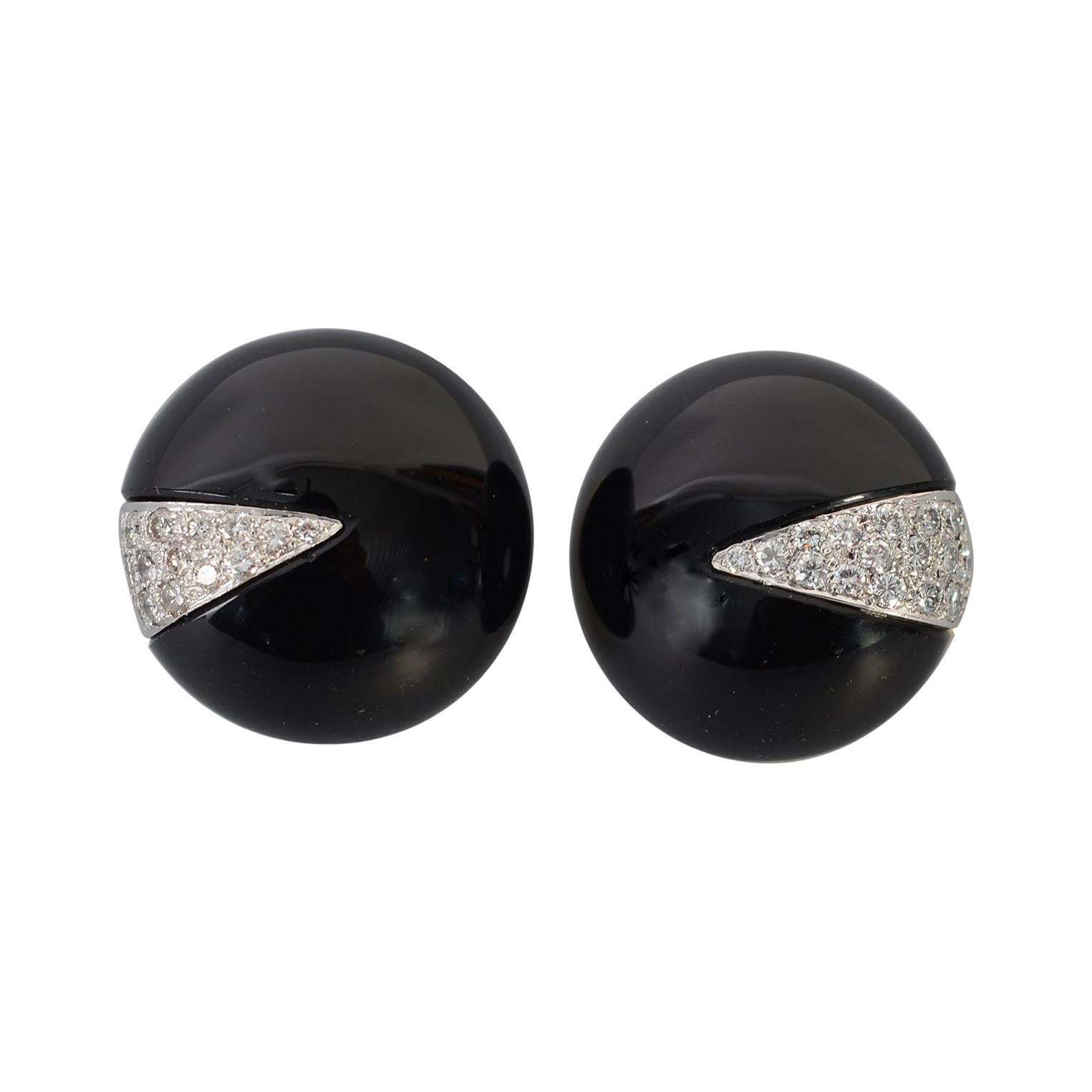 La Triomphe Onyx and Diamond Earrings