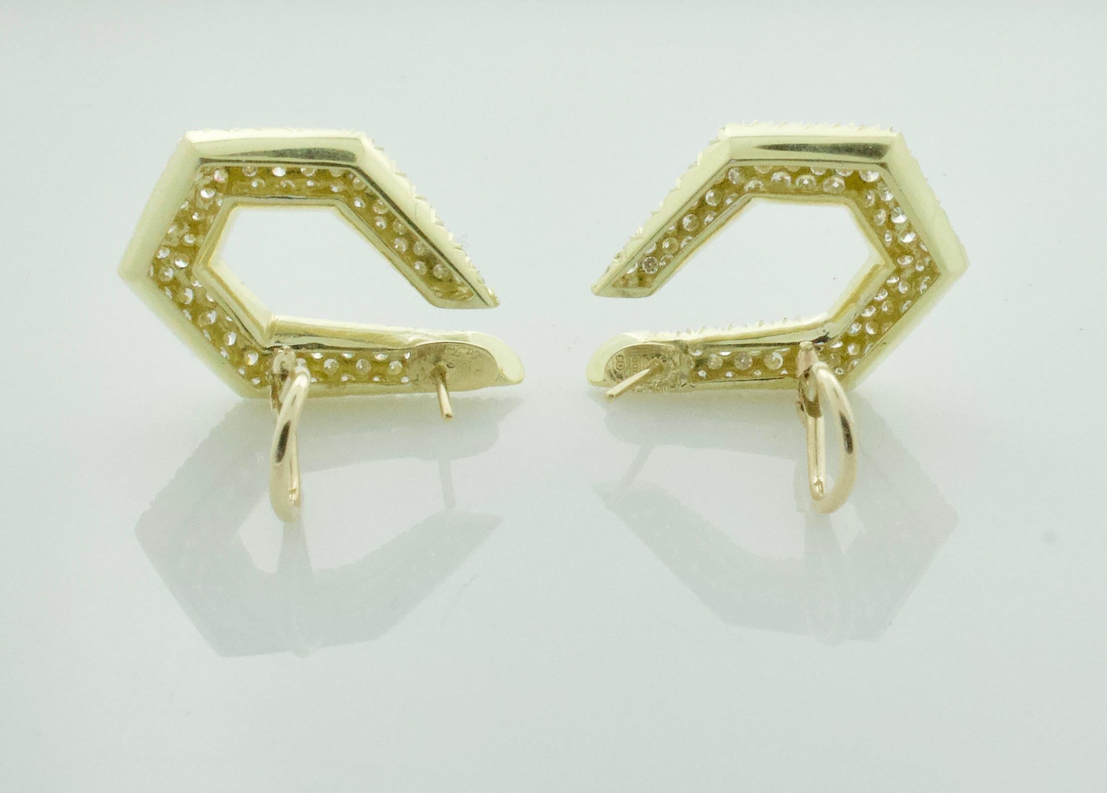 Modern La Triomphe Pave' Diamond Earrings Circa 1980's For Sale