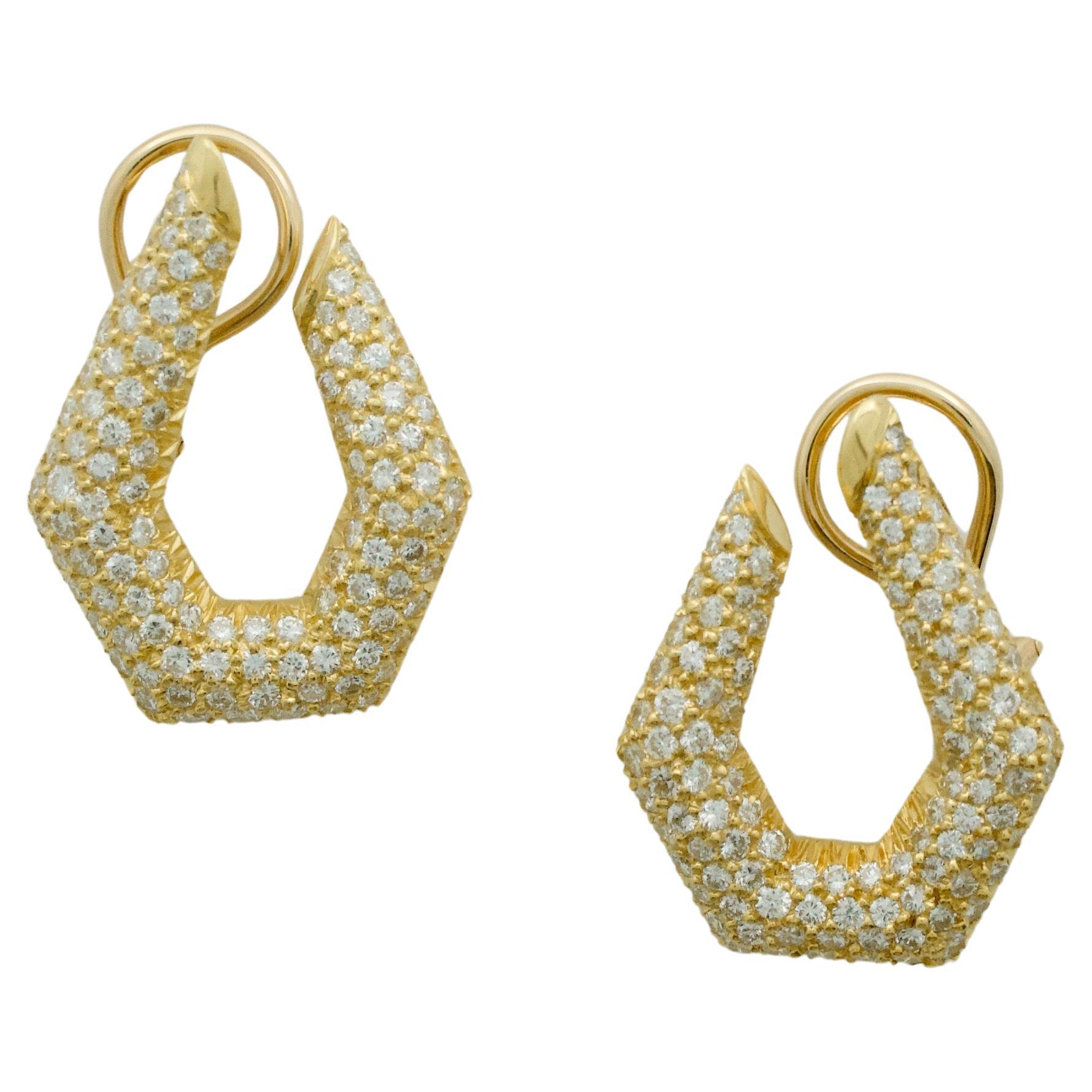 La Triomphe Pave' Diamond Earrings Circa 1980's For Sale