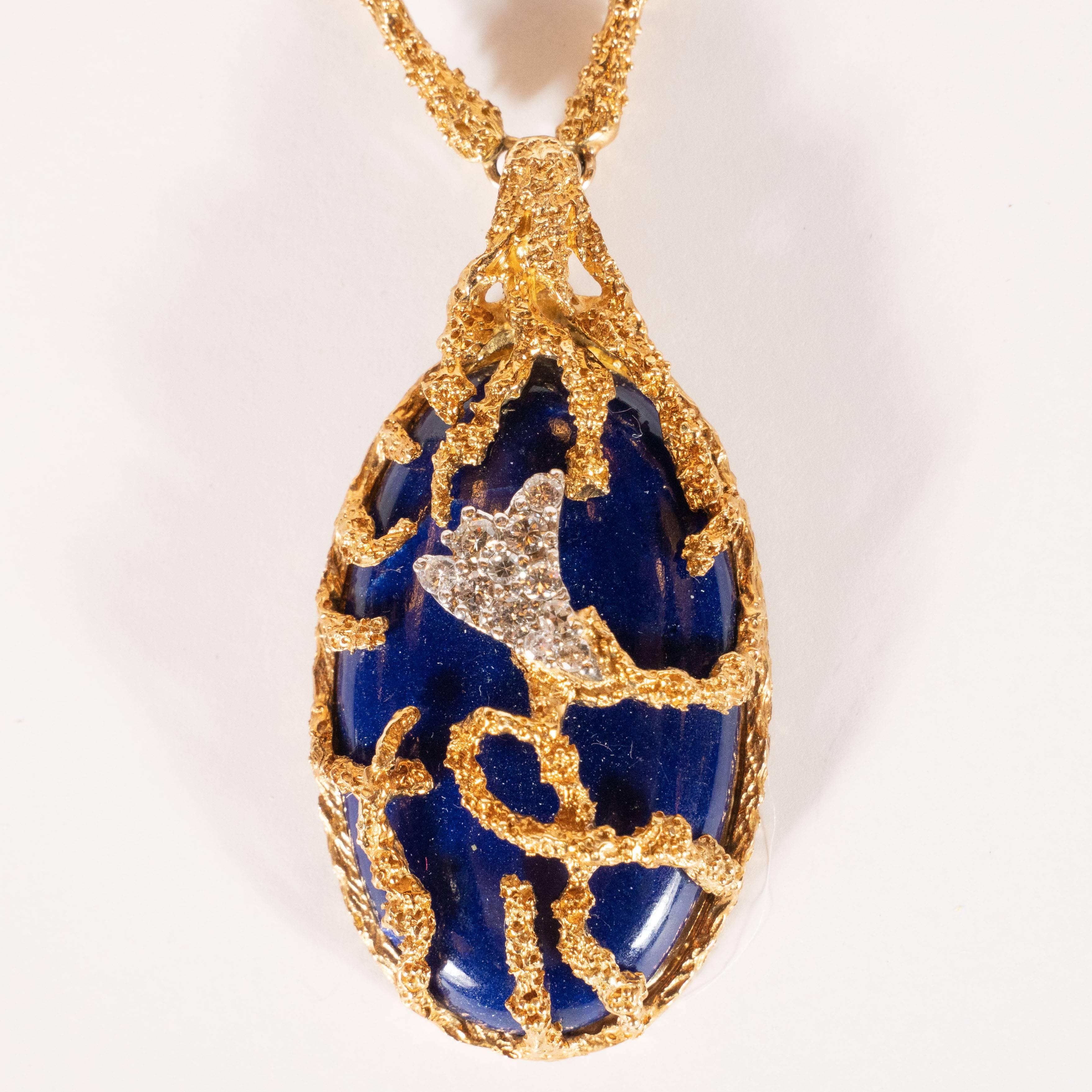Ciondolo La Triomphe a goccia di lapis e diamante tondo brillante in oro 18 carati in vendita 1