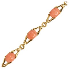 La Triomphe Vintage Koralle 18K Gold Cabochon Gliederarmband