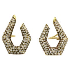 La Triumphe Pave Diamond Earrings with 4.0CTW of Diamonds in 18K Yellow Gold