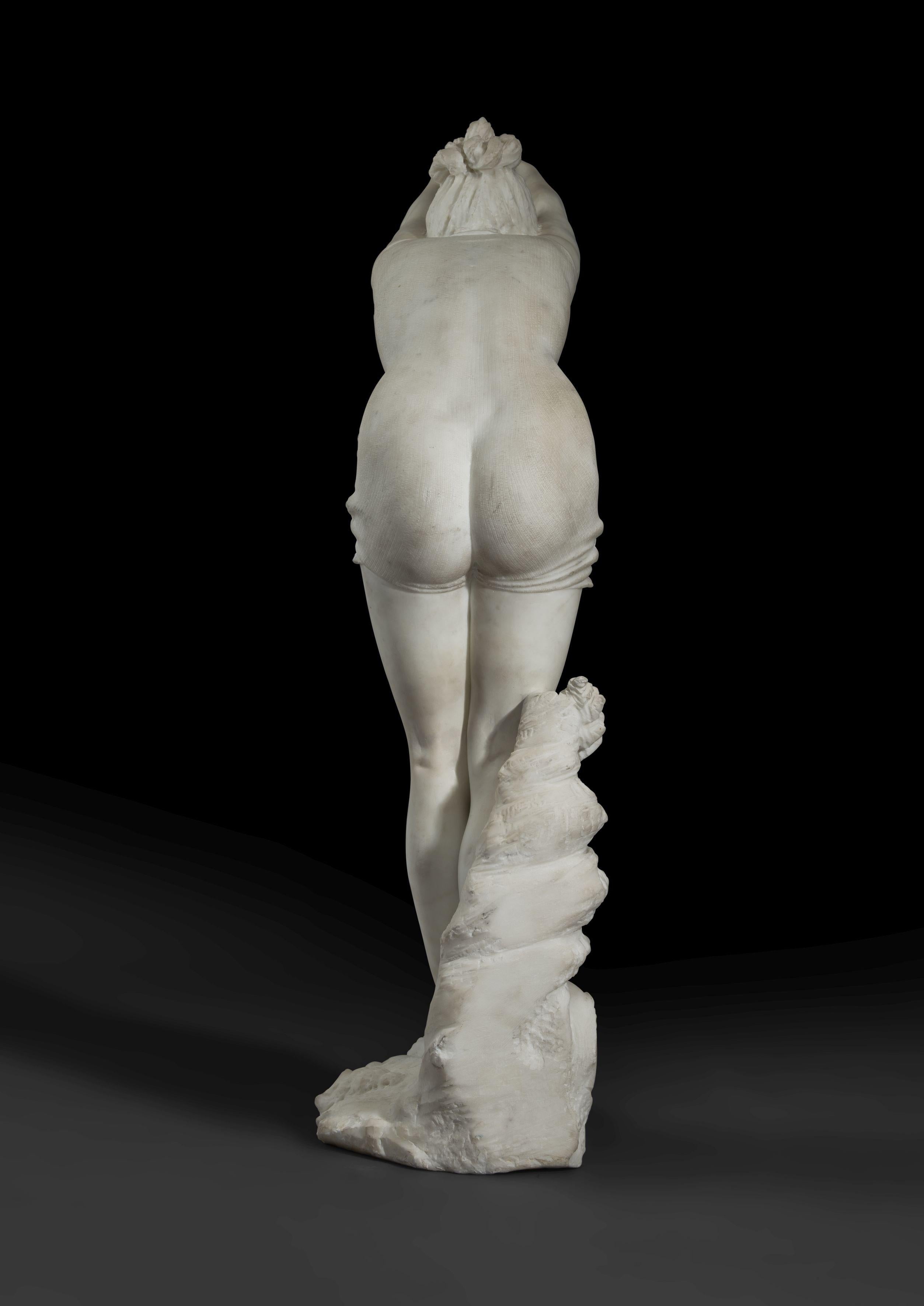 Art Nouveau 'La Tuffolina', a Marble Group of a Diving Girl by Odoarda Tabacchi, circa 1880 For Sale