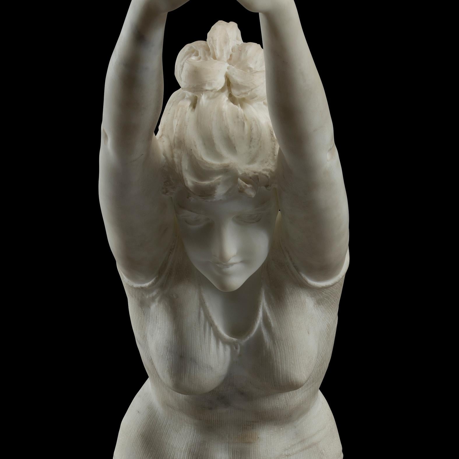 Italian 'La Tuffolina', a Marble Group of a Diving Girl by Odoarda Tabacchi, circa 1880 For Sale