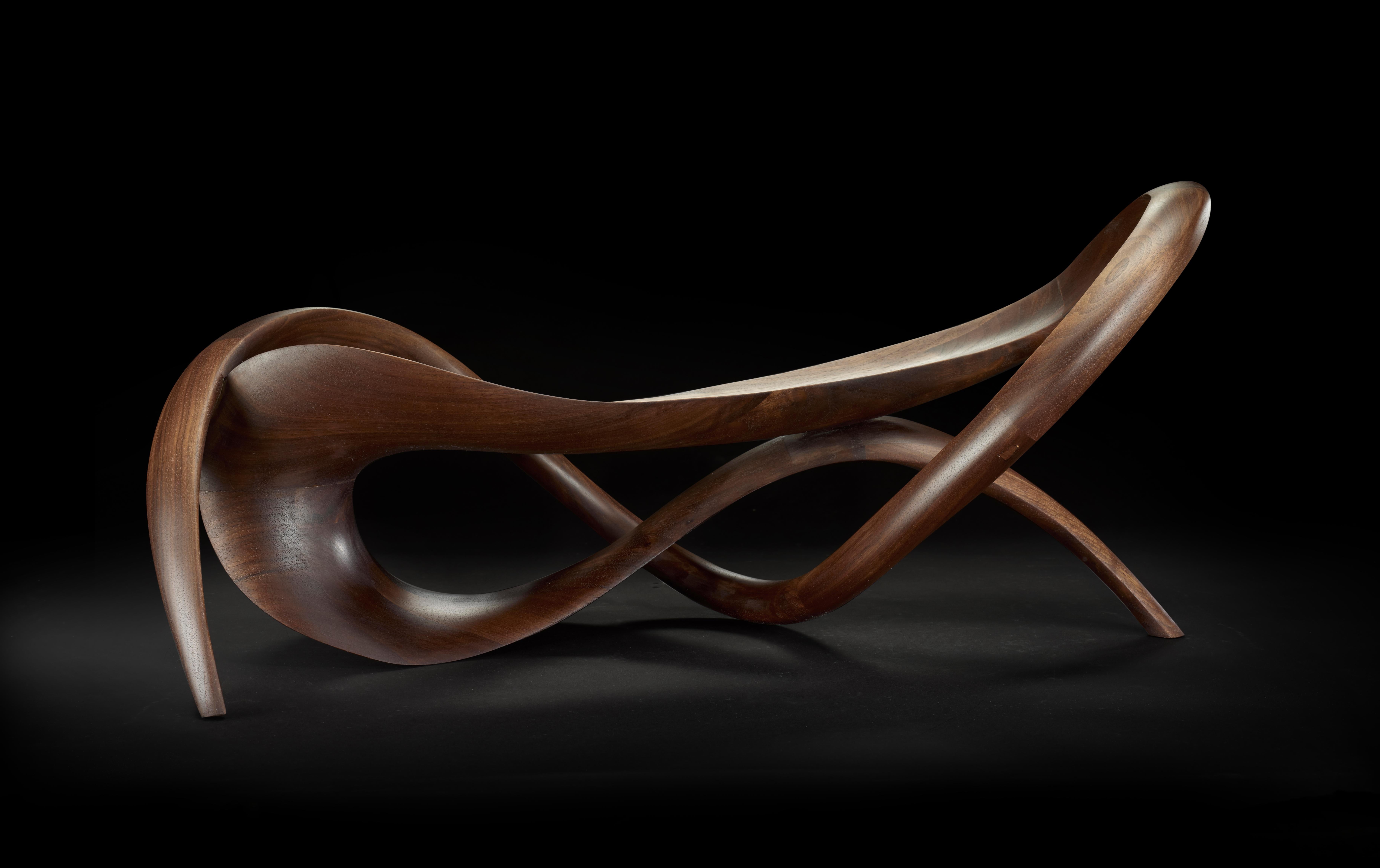 Modern La Vague Sculpted Black Walnut Bowl by Gildas Berthelot