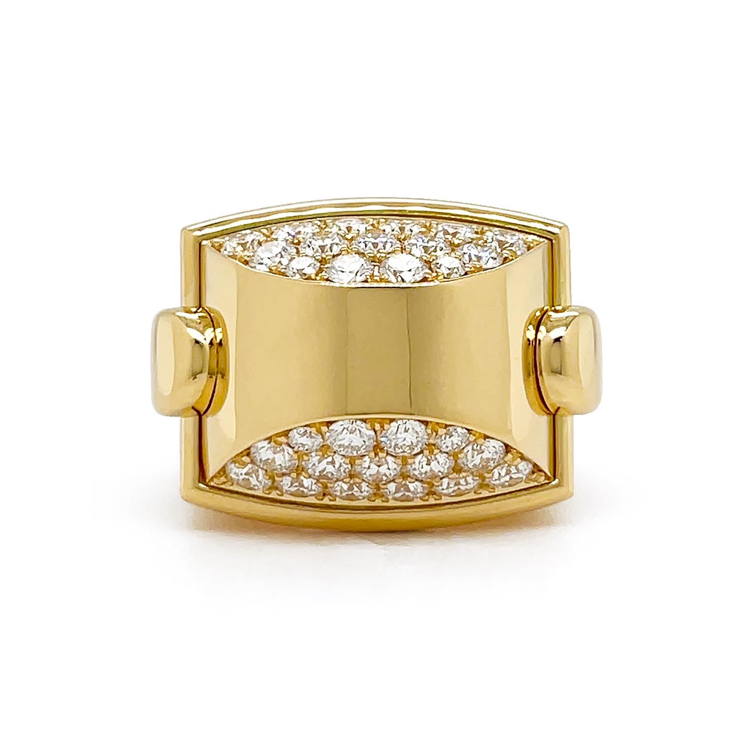 Brilliant Cut La Vallette 18K Yellow Gold and Diamond Ring For Sale