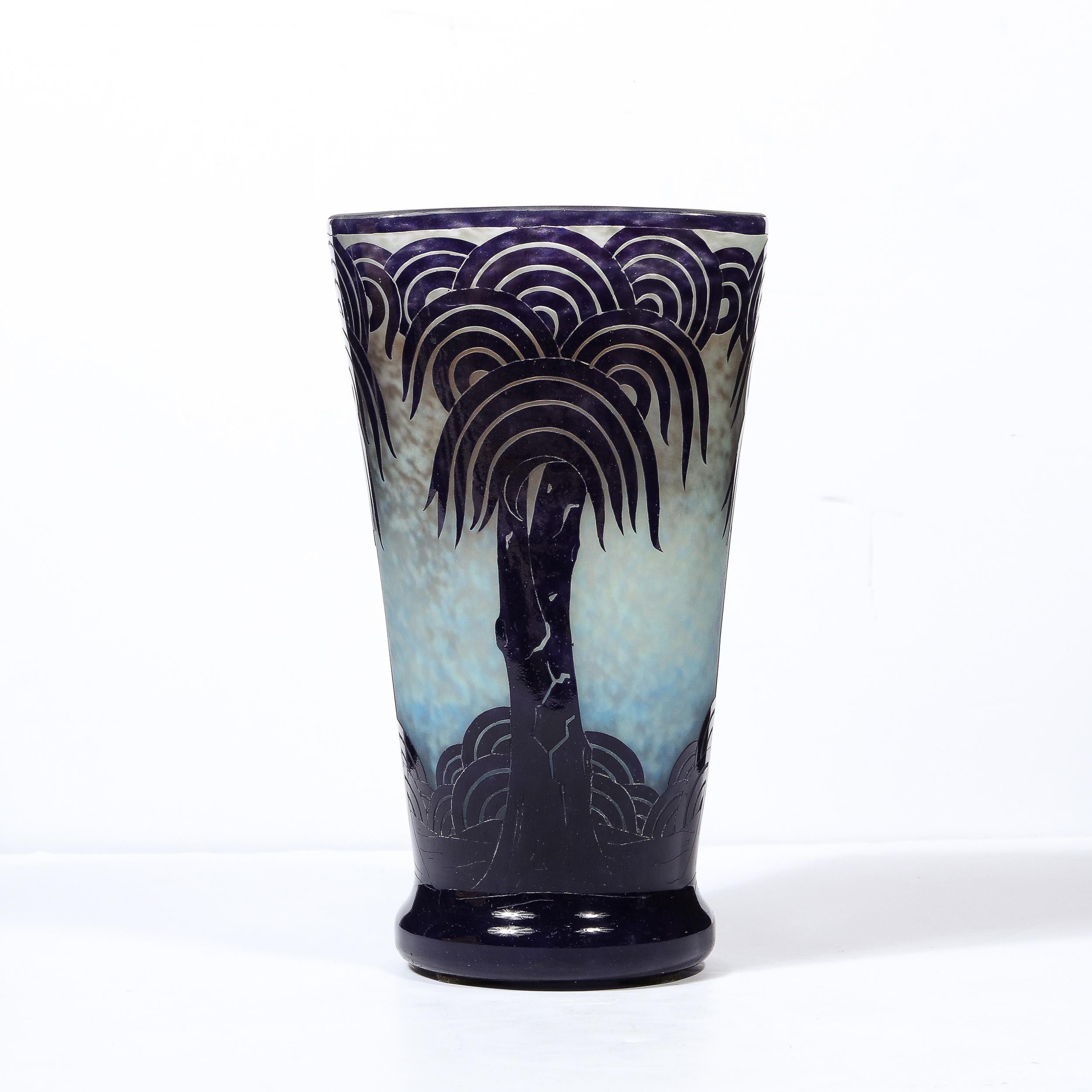 La Verre Francais Stylized Palm Tree Cameo Glass Vase by Charles Schneider 4