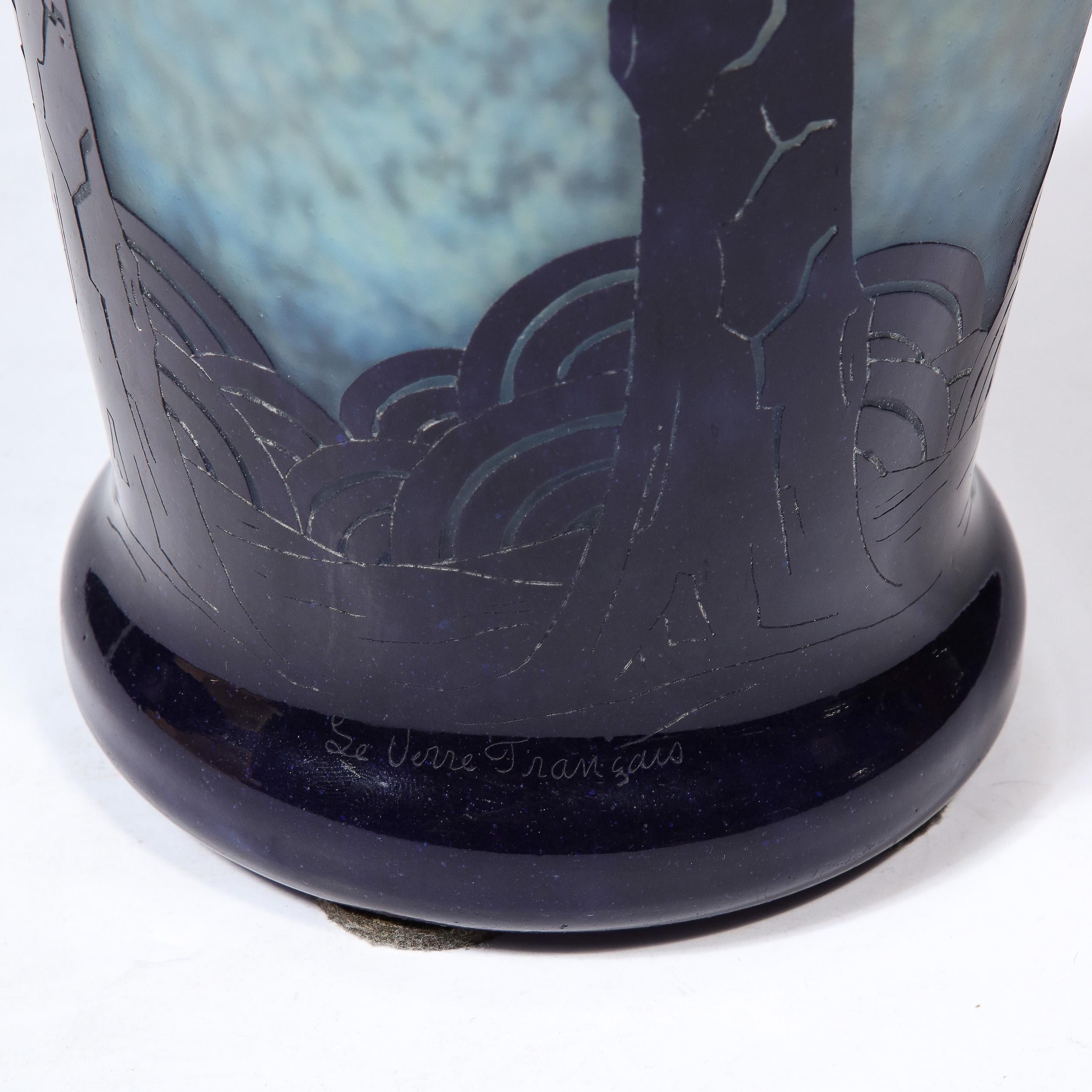 La Verre Francais Stylized Palm Tree Cameo Glass Vase by Charles Schneider 9