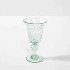 La Verrerie de Biot Set of 6 Handblown Pale Aquamarine Stemmed Drinking Glasses