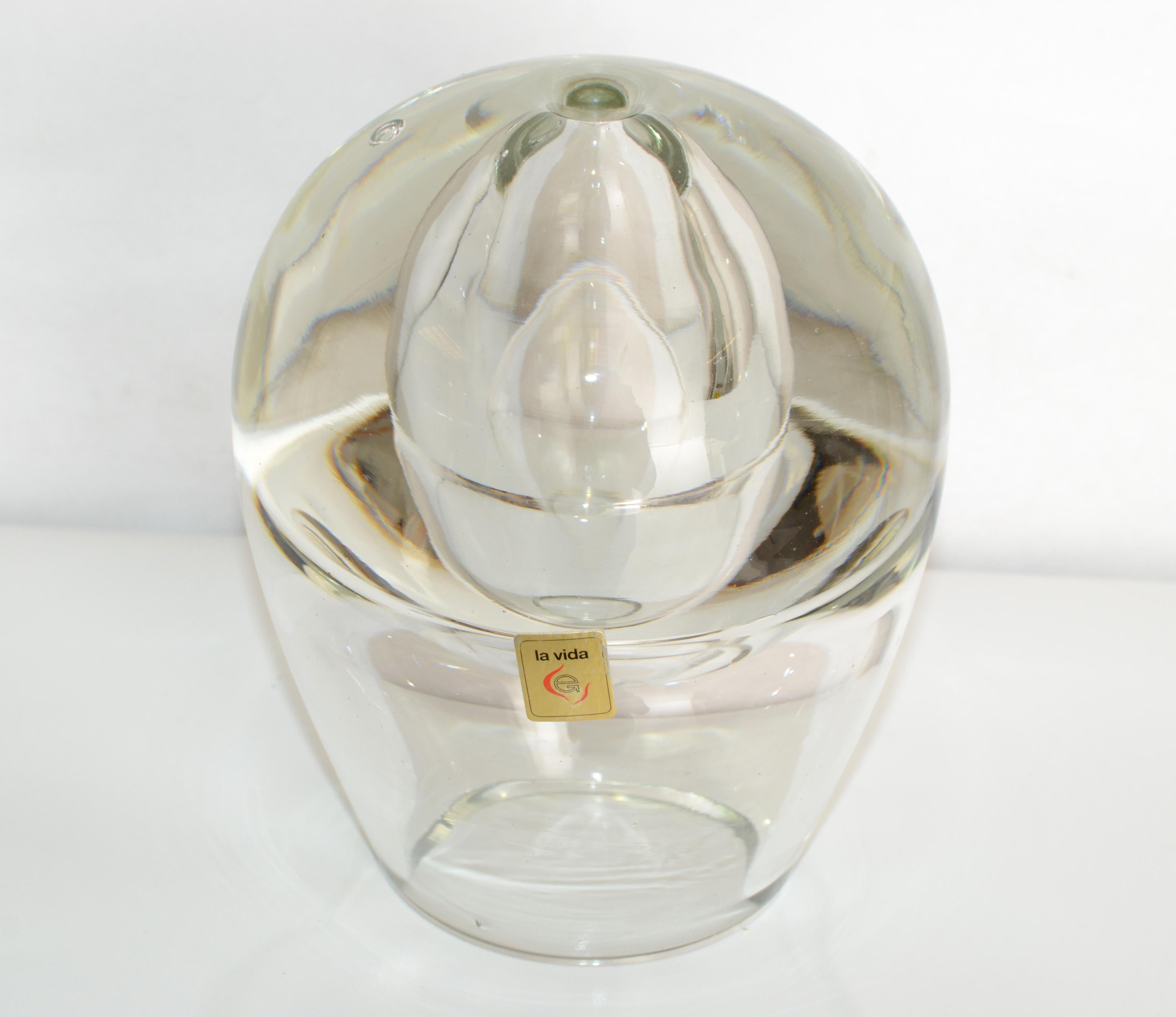 Zweiseitige Vase aus mundgeblasenem Kristallglas, Mid-Century Modern, Polen im Angebot 2