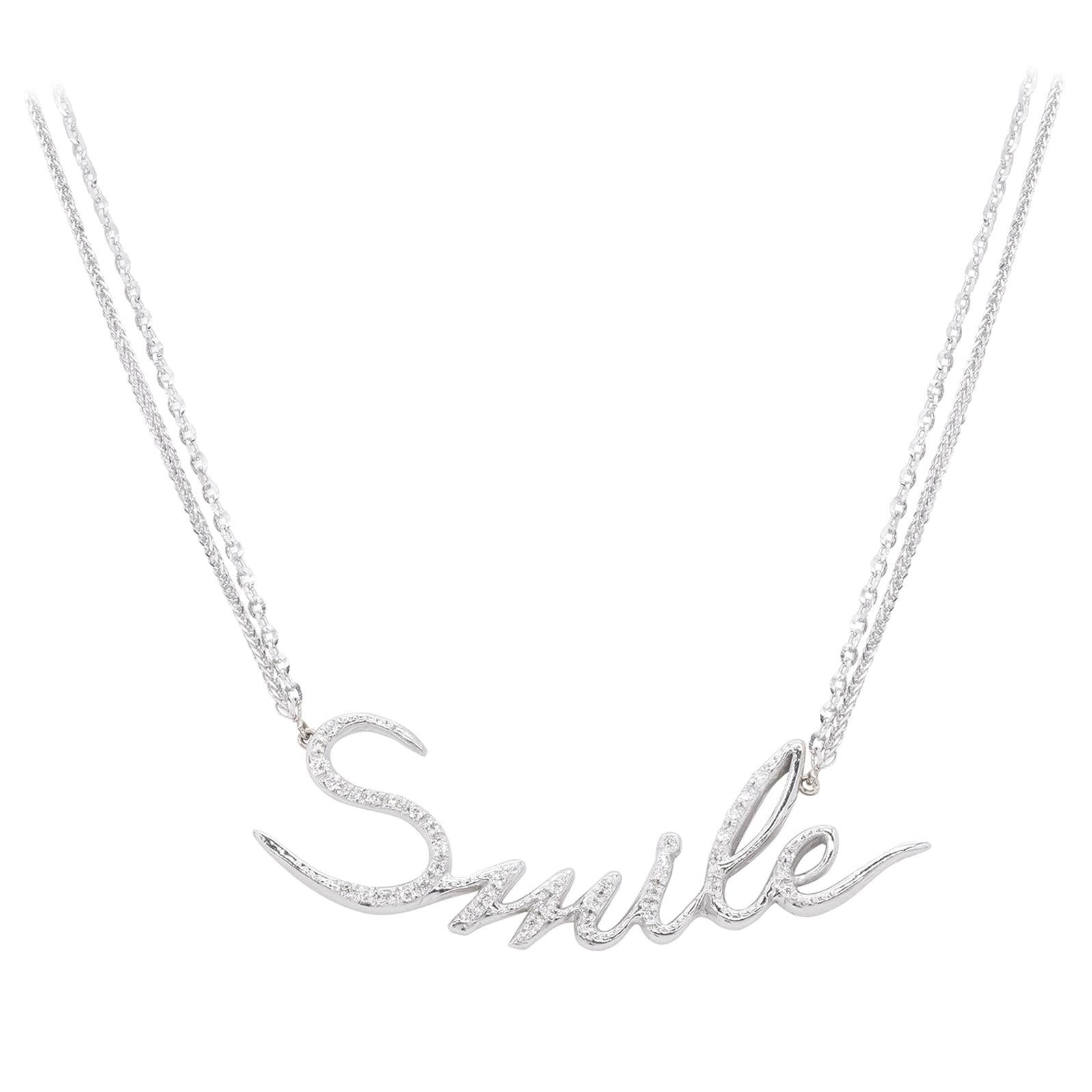 La Vie est Belle Collection, "Smile" Necklace in White Gold and Diamonds For Sale