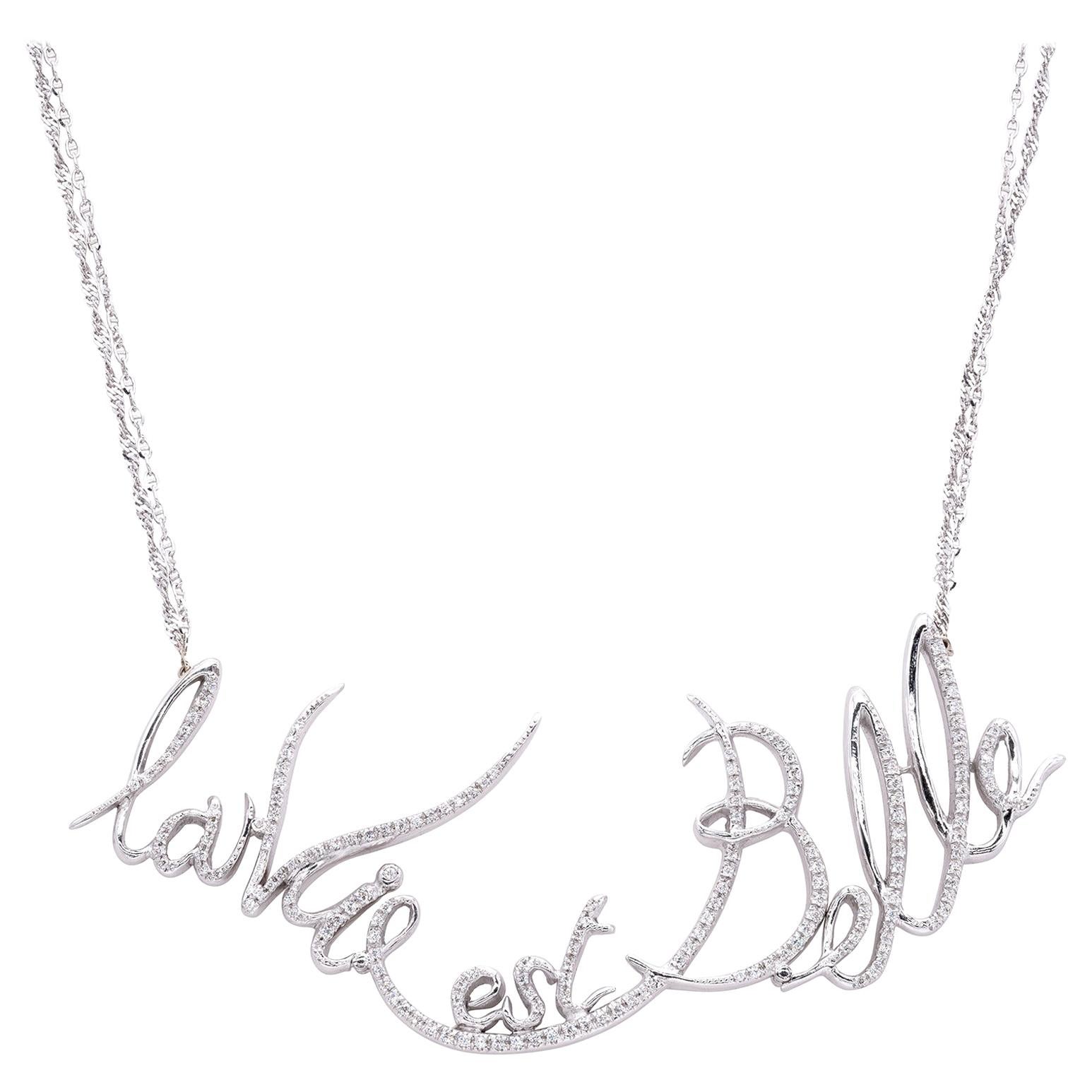 "La Vie est Belle" White Gold and Diamonds d'Avossa Necklace For Sale