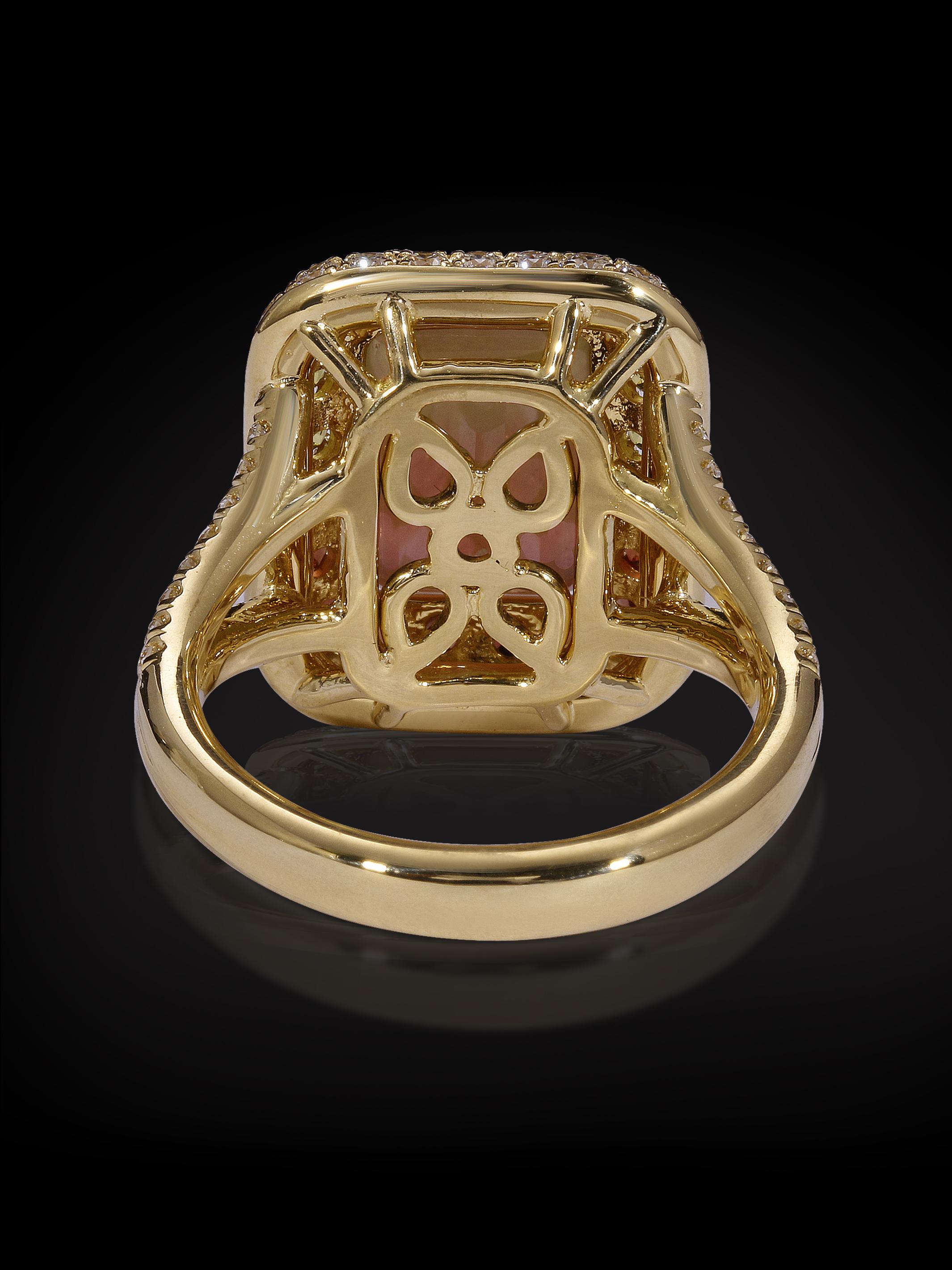 Bague en or 18 carats, diamants, saphir orange, saphir jaune Neuf - En vente à Mission Viejo, CA