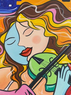 "La Vioilinista" Óleo/Lienzo de Garmed, Firmado y Fechado en 1997 con COA del Artista