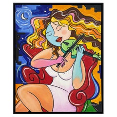 ""La Vioilinista""  Öl/Leinwand von Garmed, signiert und datiert 1997 mit COA des Künstlers