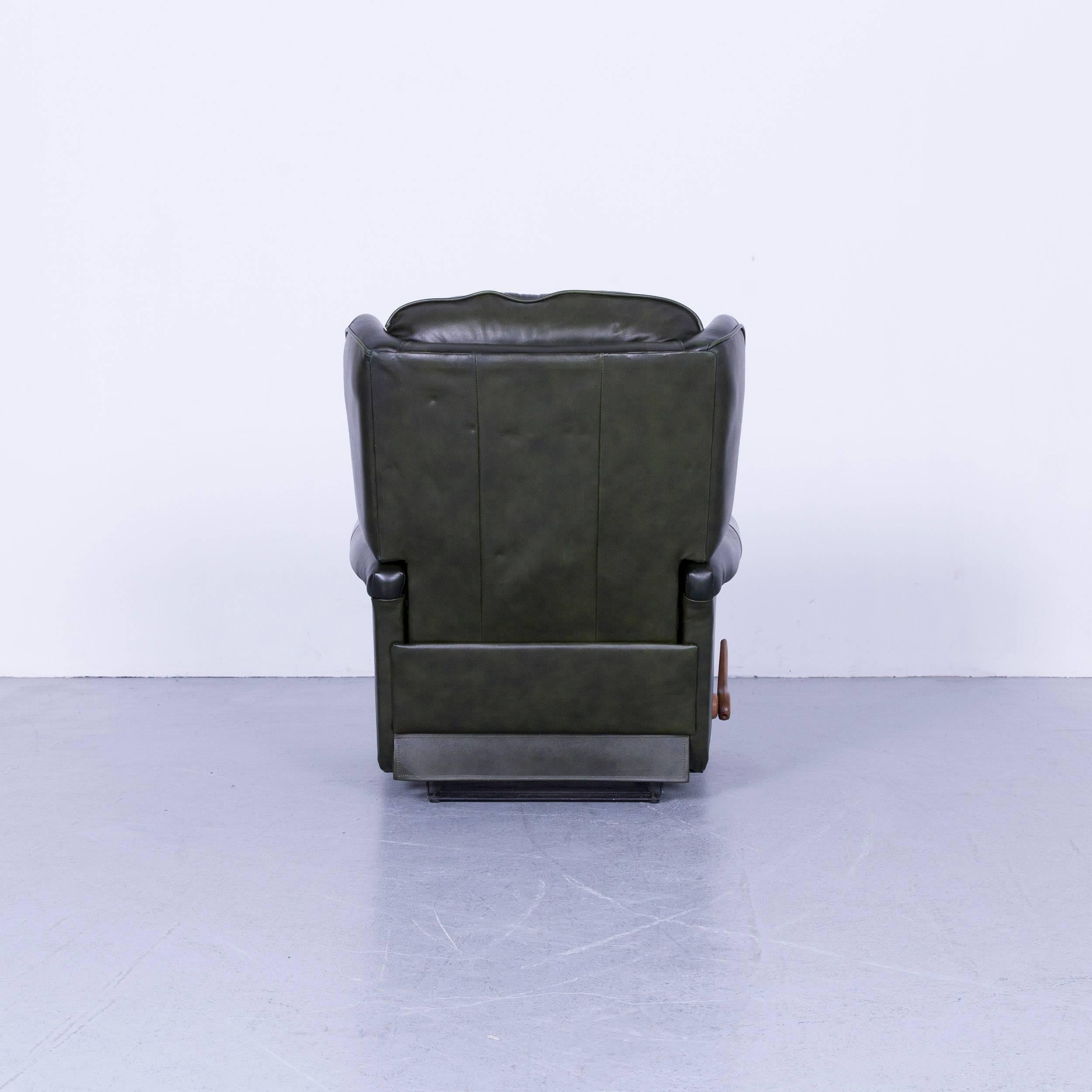 La-Z-Boy Chesterfield Leather Armchair Set Green Recliner 3