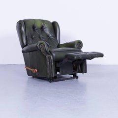 La-Z-Boy Chesterfield Leather Armchair Set Green Recliner