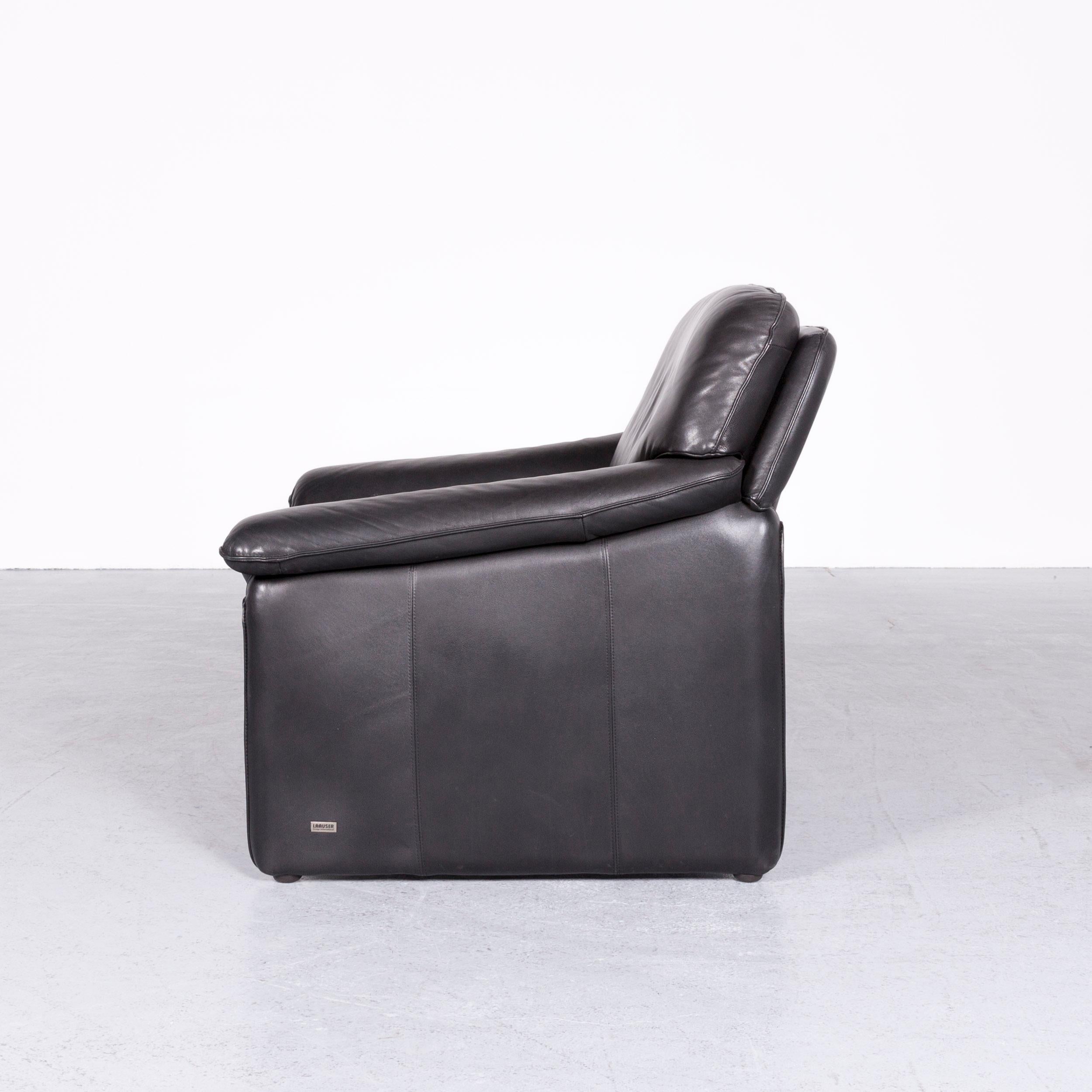Laauser Atlanta Designer Armchair Leather Black One-Seat Couch Modern For Sale 3