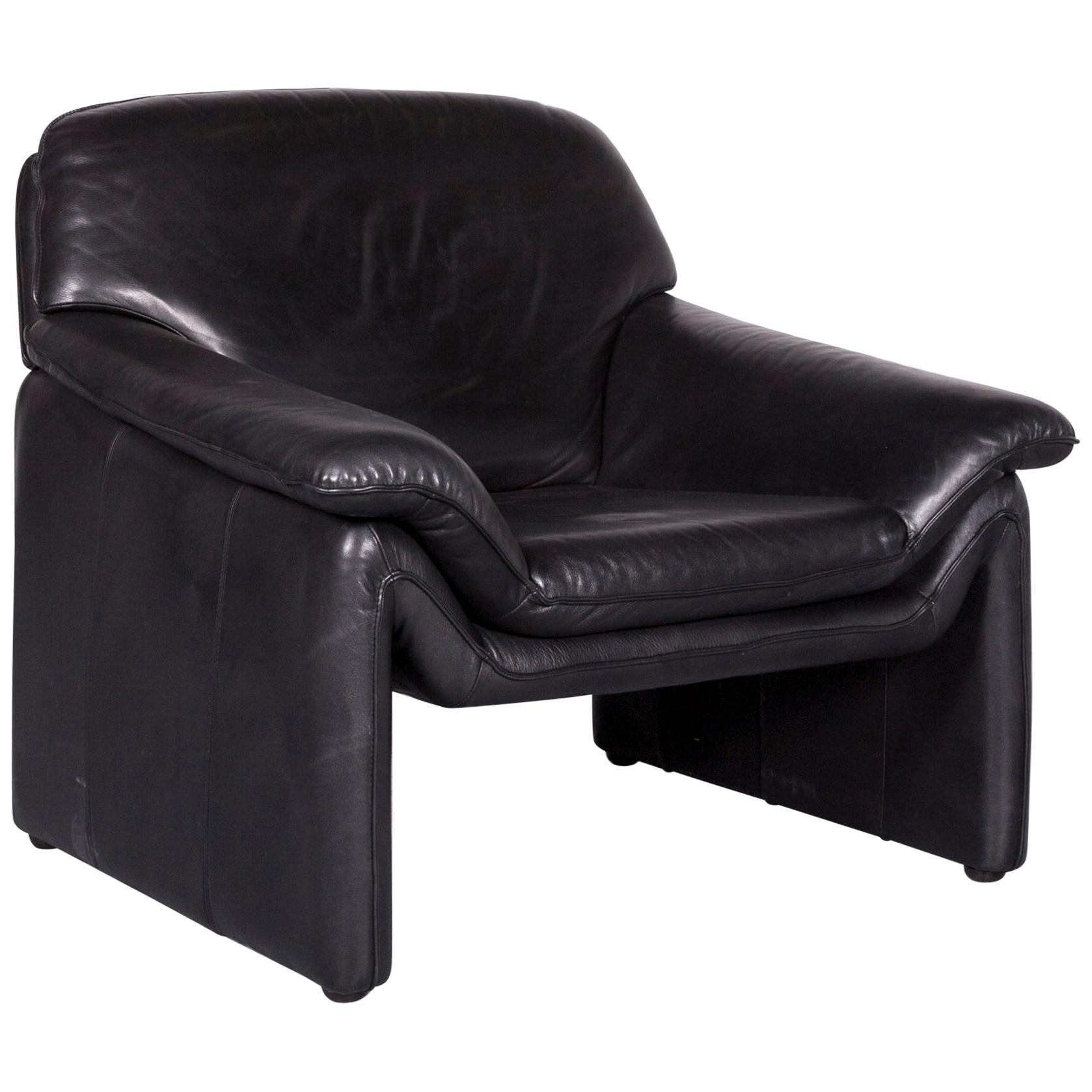 Laauser Atlanta Designer Armchair Leather Black One-Seat Couch Modern For Sale