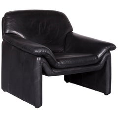 Laauser Atlanta Designer Armchair Leather Black One-Seat Couch Modern