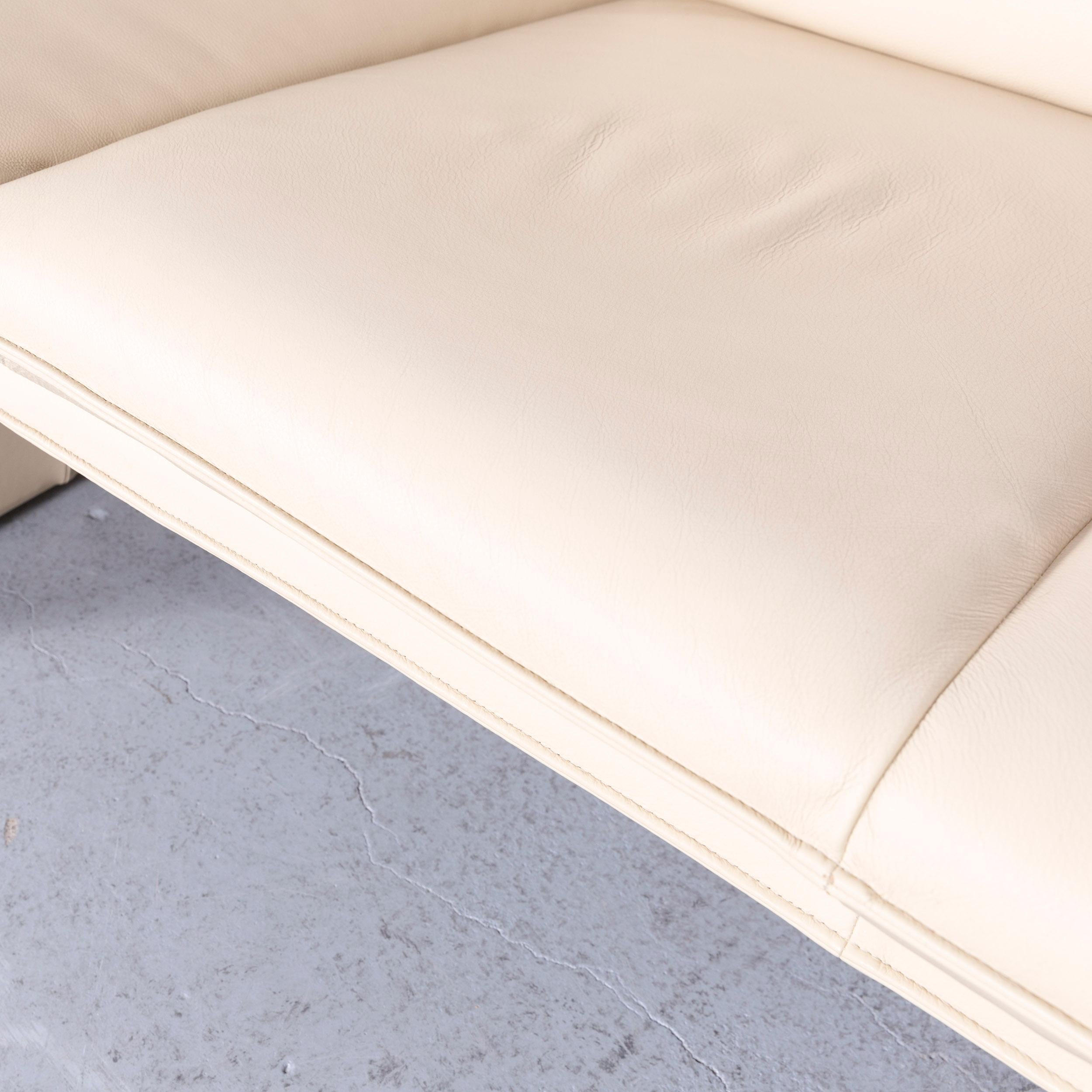 Laauser Atlanta Designer Leather Sofa Creme Two-Seat Couch 1