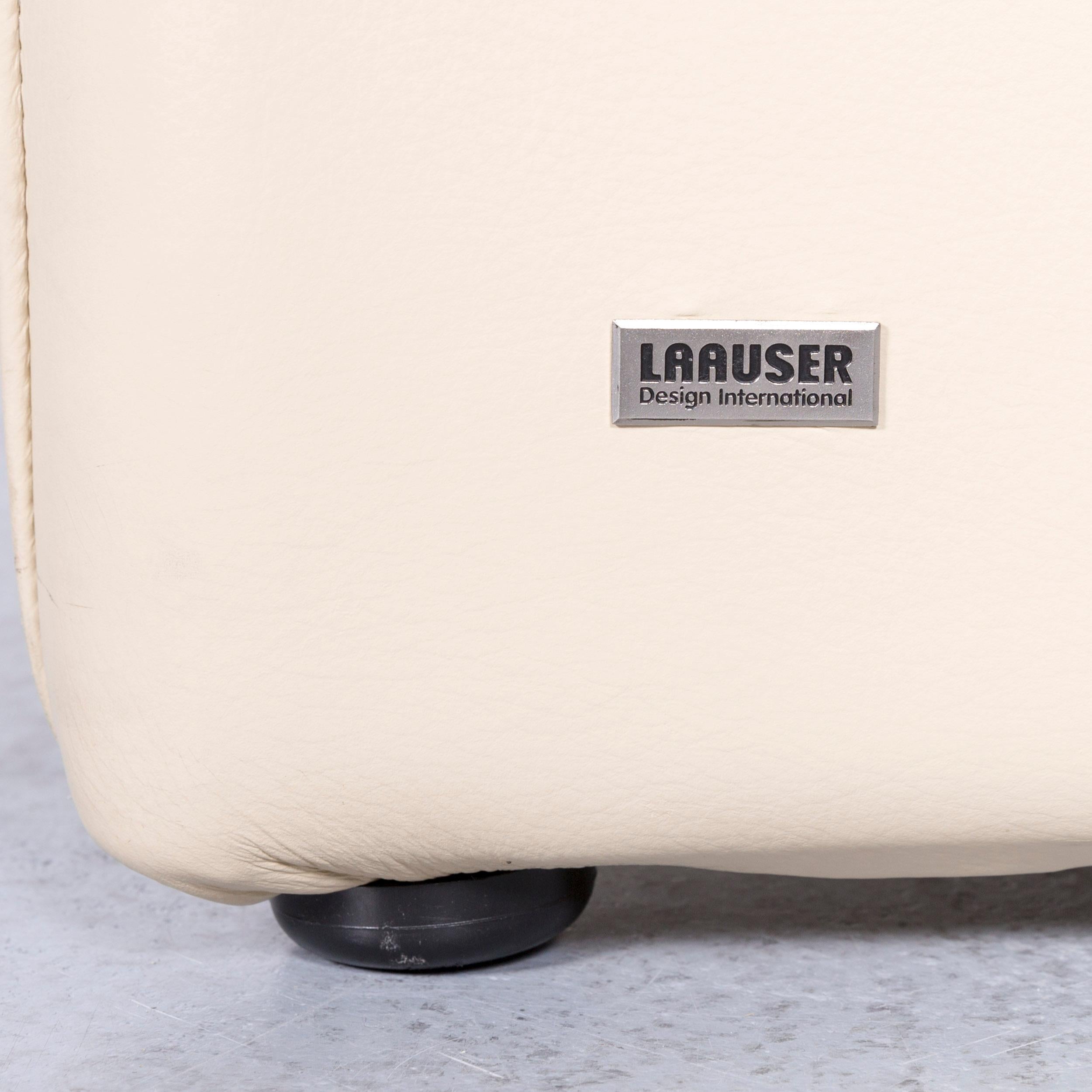 Laauser Atlanta Designer Leather Sofa Creme Two-Seat Couch 2