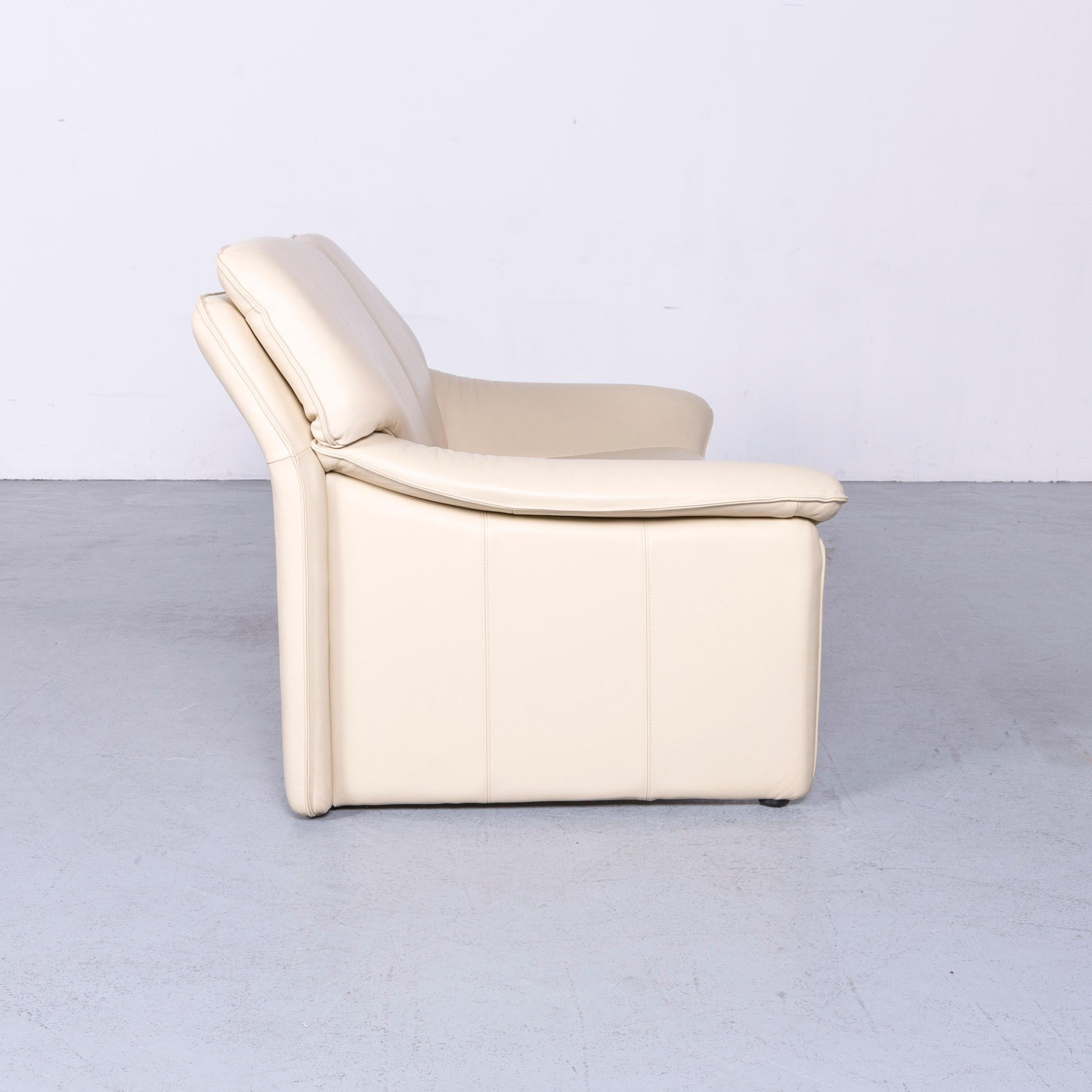 Laauser Atlanta Designer Leather Sofa Creme Two-Seat Couch 3