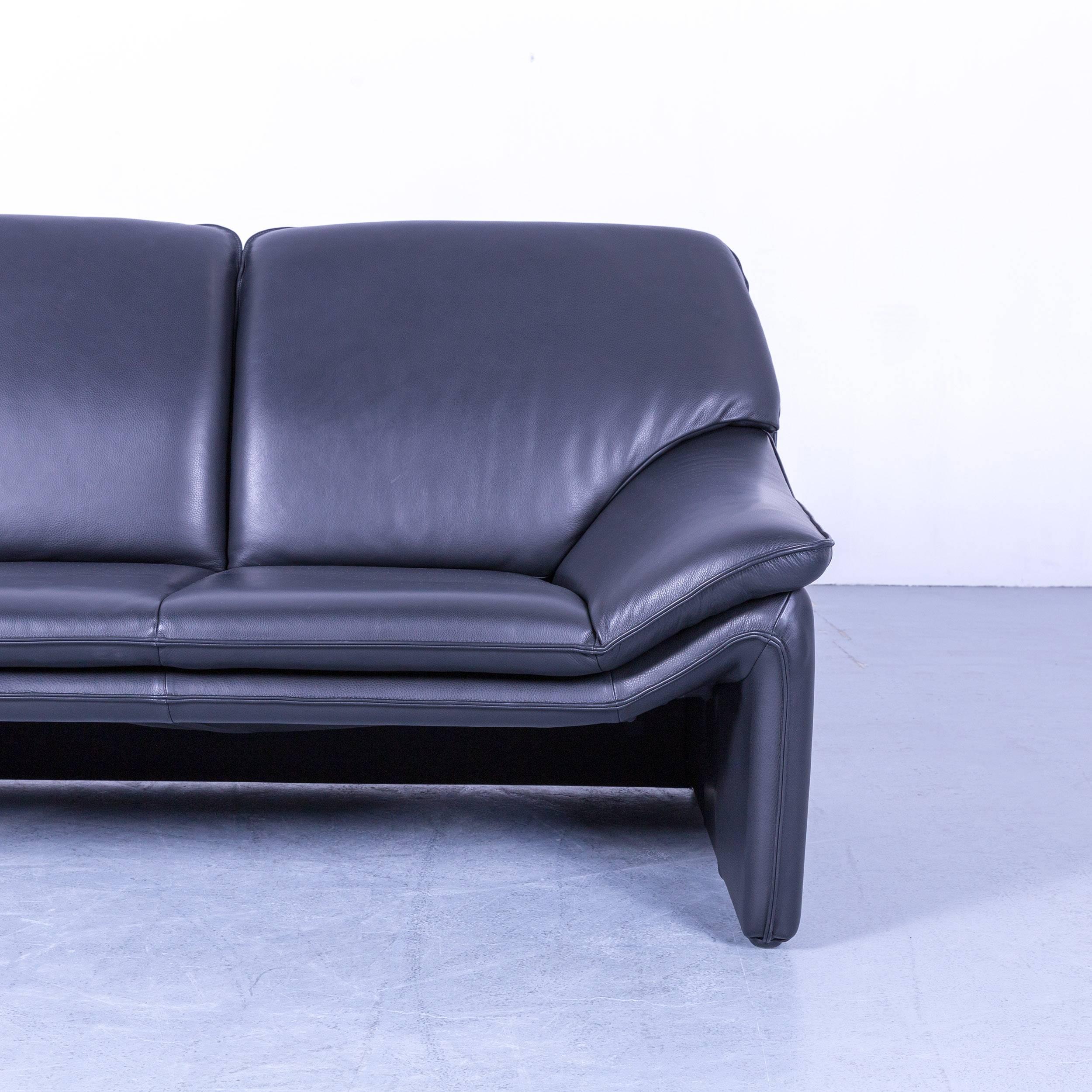 Laauser Atlanta Designer Sofa-Leder-Schwarze zweisitzige Couch (Deutsch)
