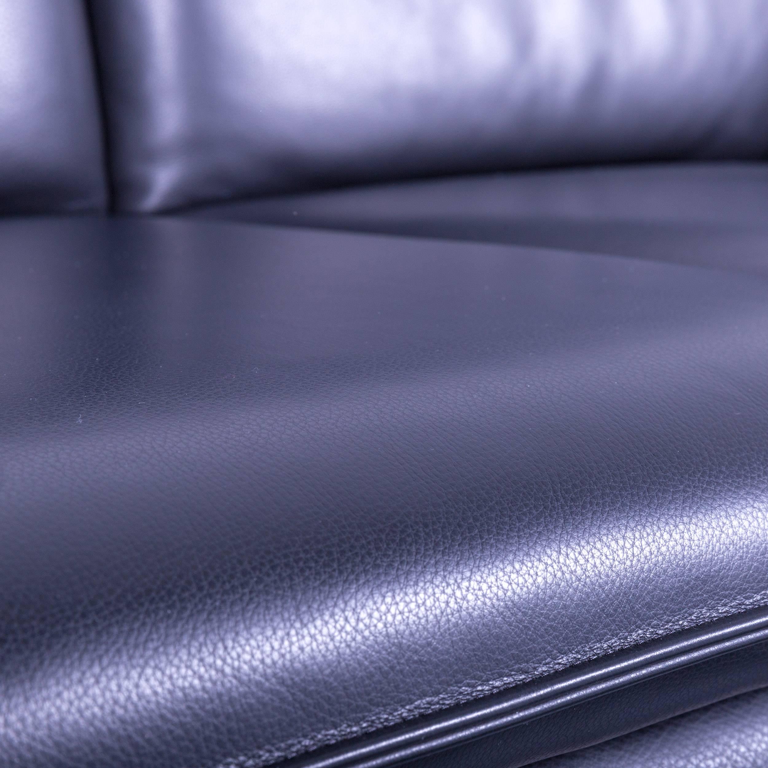 Laauser Atlanta Designer Sofa-Leder-Schwarze zweisitzige Couch im Zustand „Gut“ in Cologne, DE